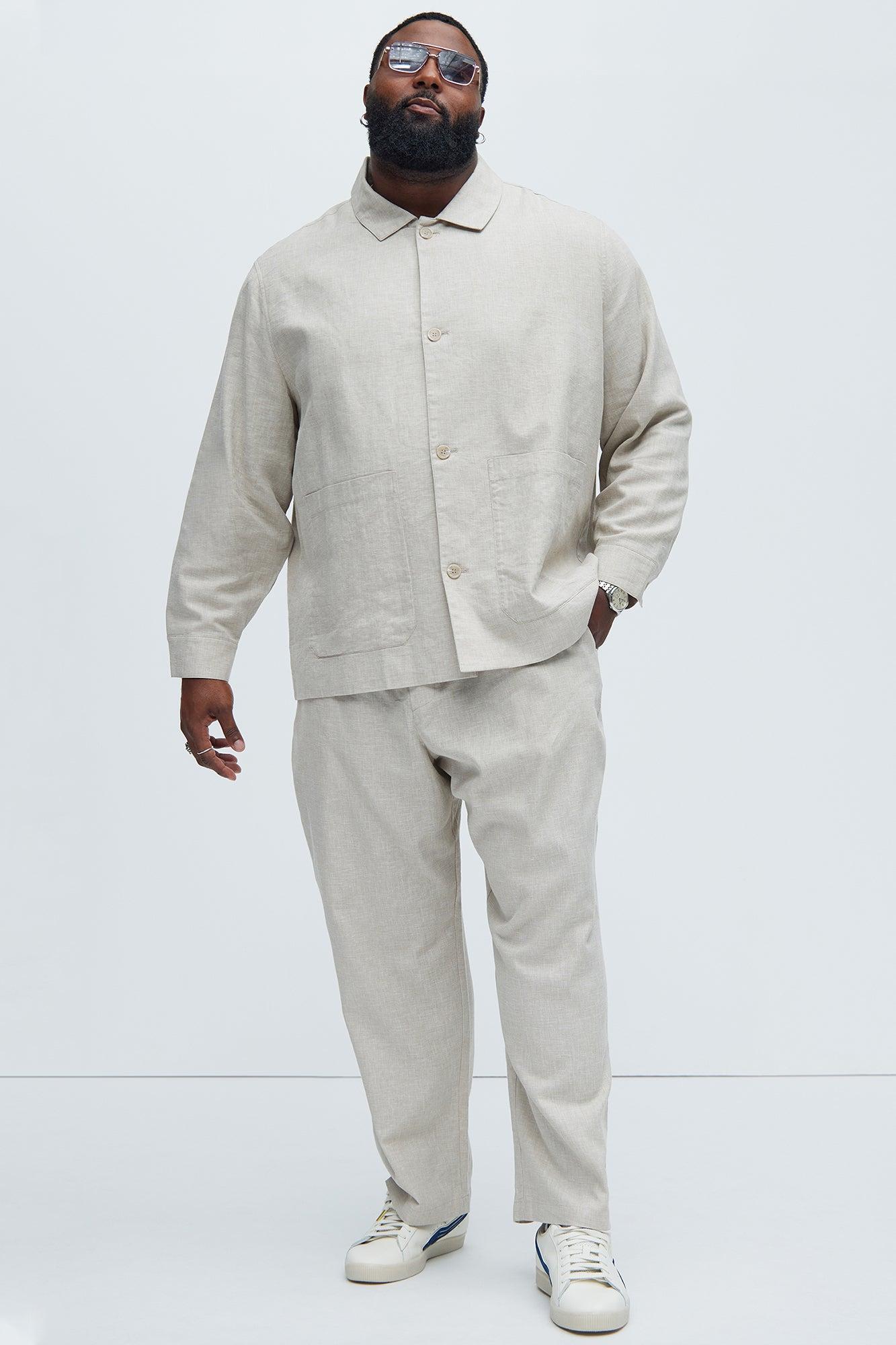 Bahamas Straight Linen Pants - Stone Product Image