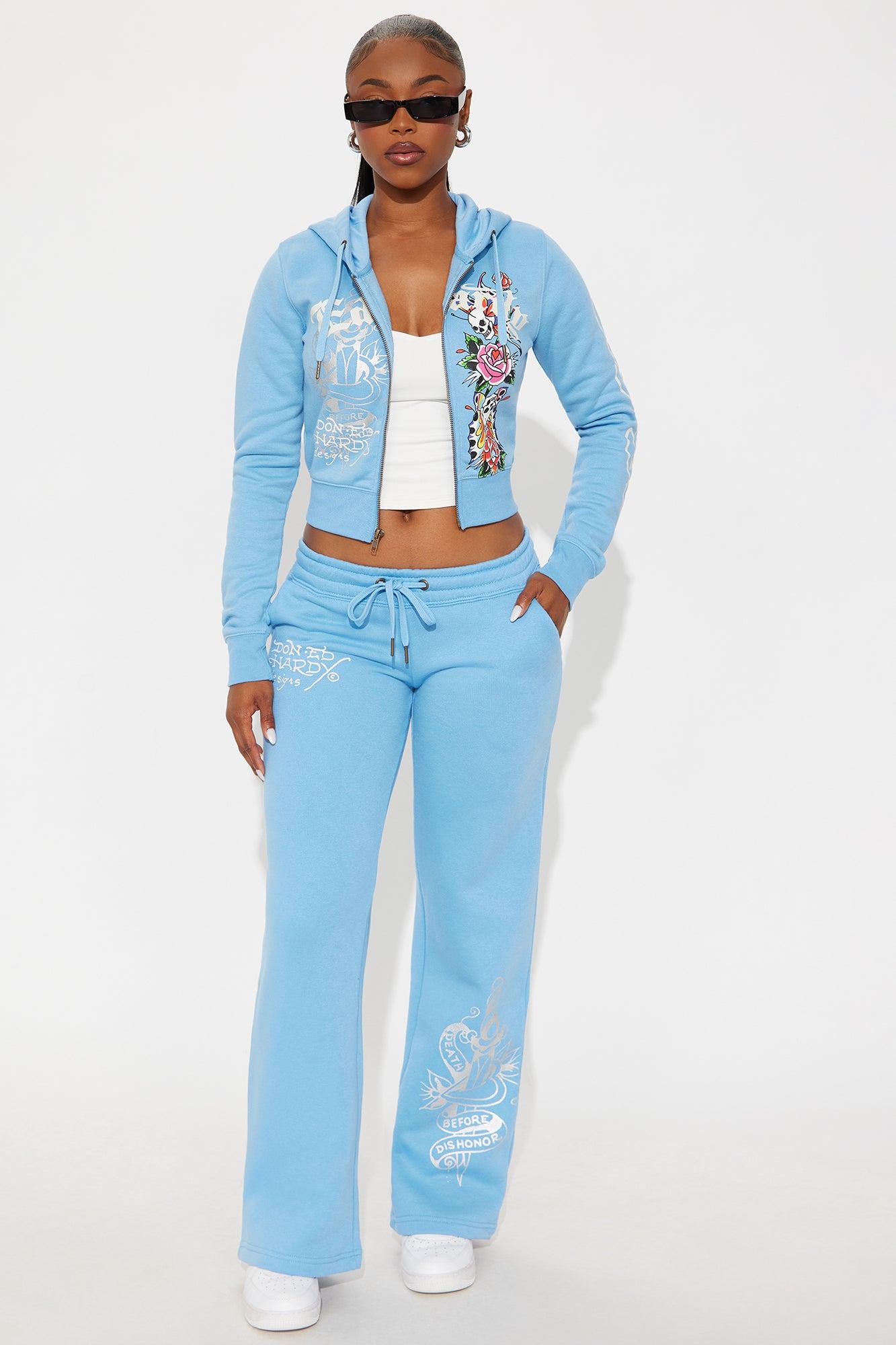Ed Hardy Skull Haven Zip Up Hoodie - Light Blue Product Image