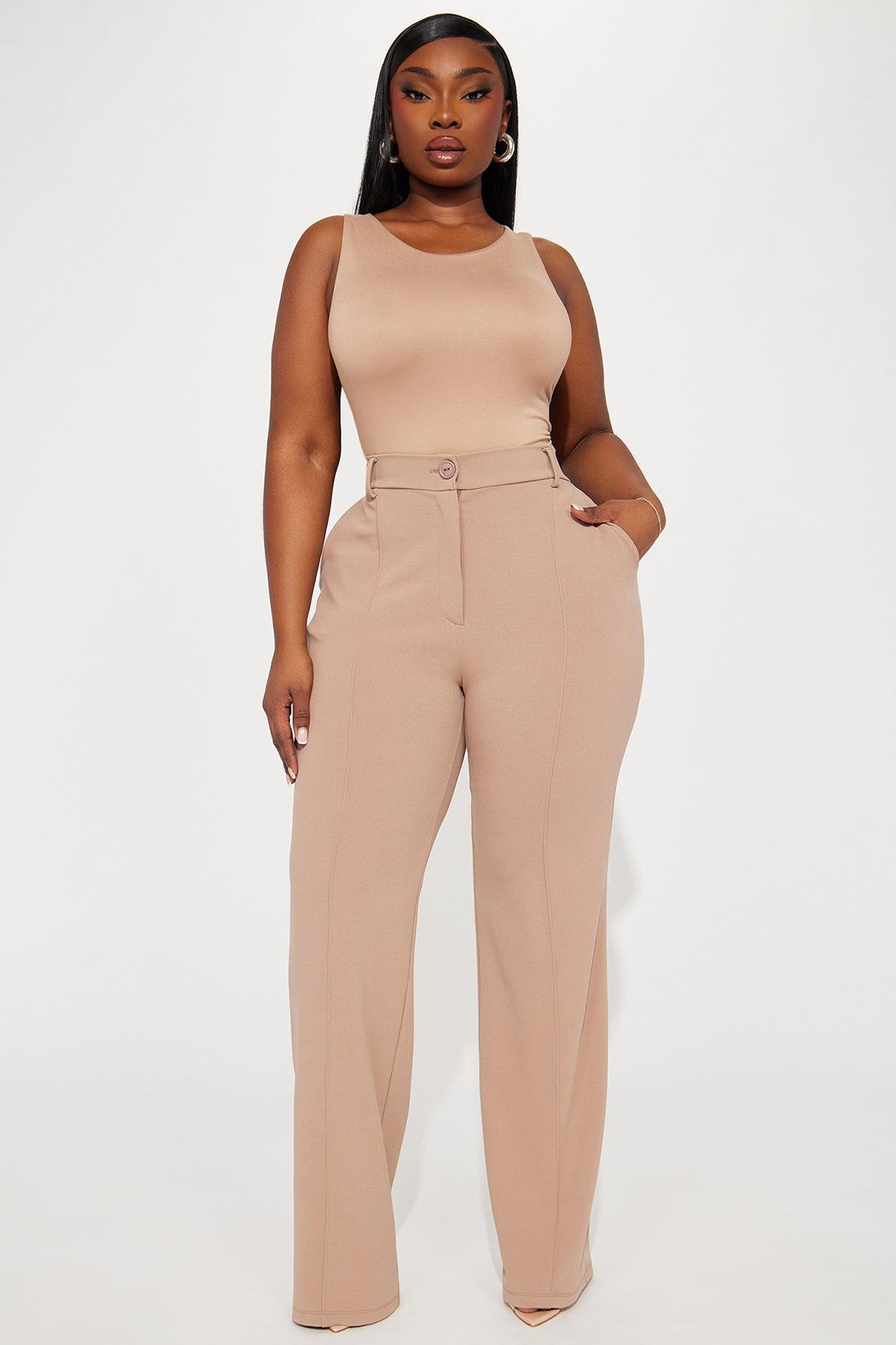 Heidi Wide Leg Trouser Pant - Taupe Product Image