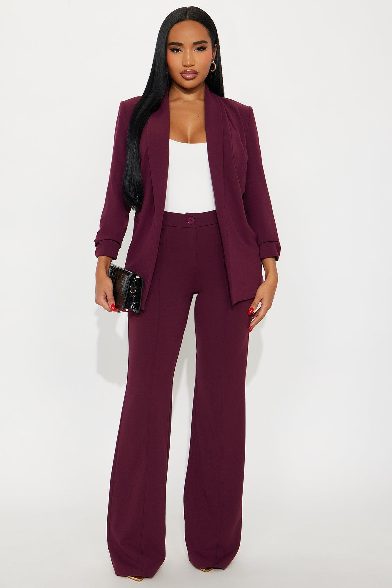 Heidi Wide Leg Trouser Pant - Burgundy Female Product Image