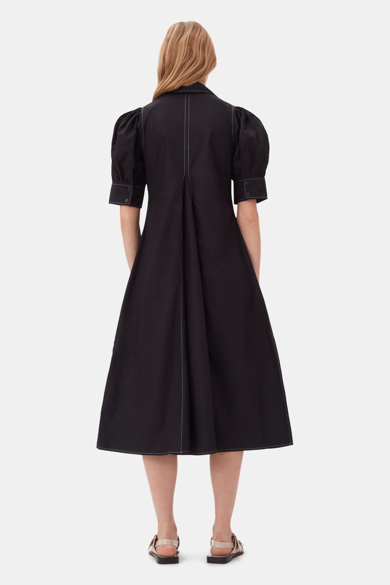 Cotton Poplin V-Neck Midi Dress Product Image