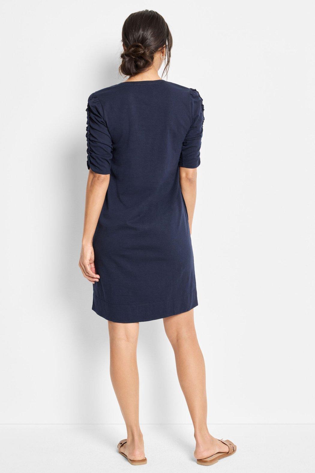 Ruched Elbow Sleeve Dress Product Image