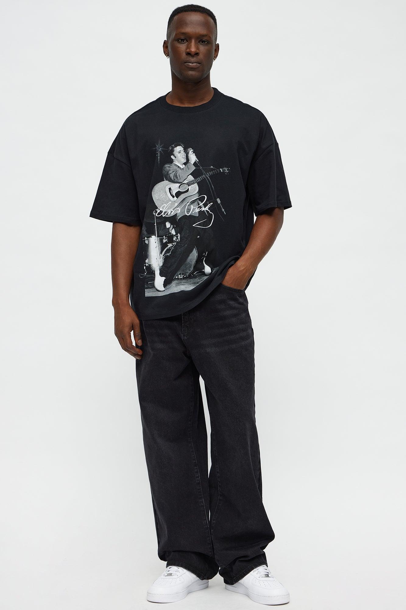 Elvis Concert Oversized Short Sleeve Tee - Black Male Product Image