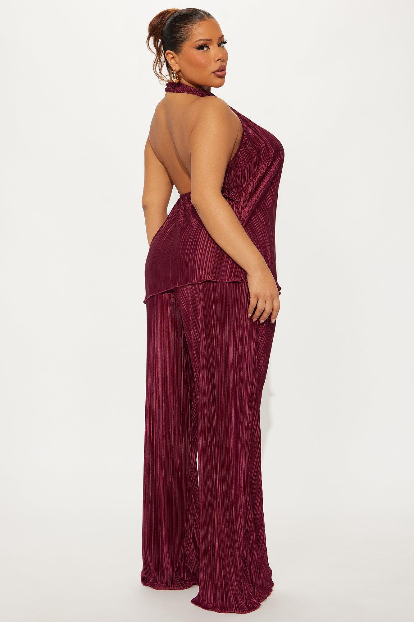 Lily Halter Top Pant Set - Burgundy Female Product Image