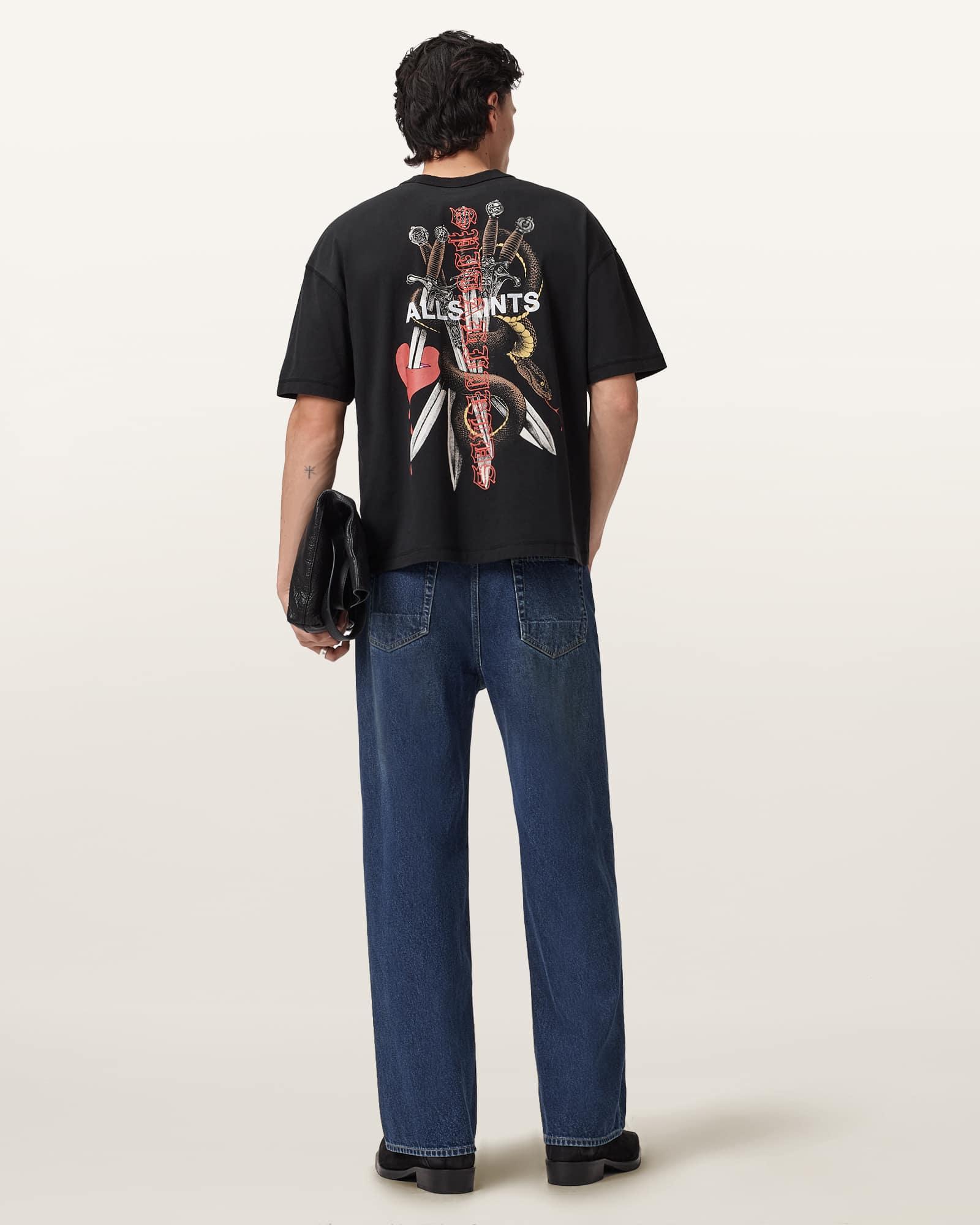 Serrate Short Sleeve Graphic T-Shirt Washed Black | ALLSAINTS US Product Image