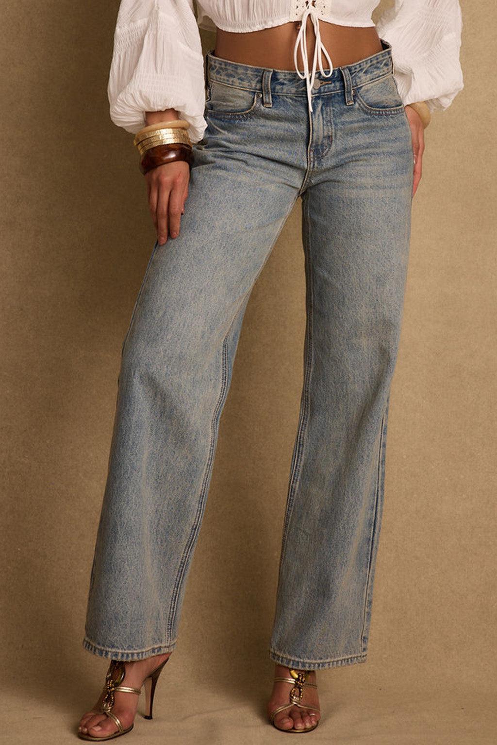 Cora Vintage Light Denim Low Rise Jeans Product Image