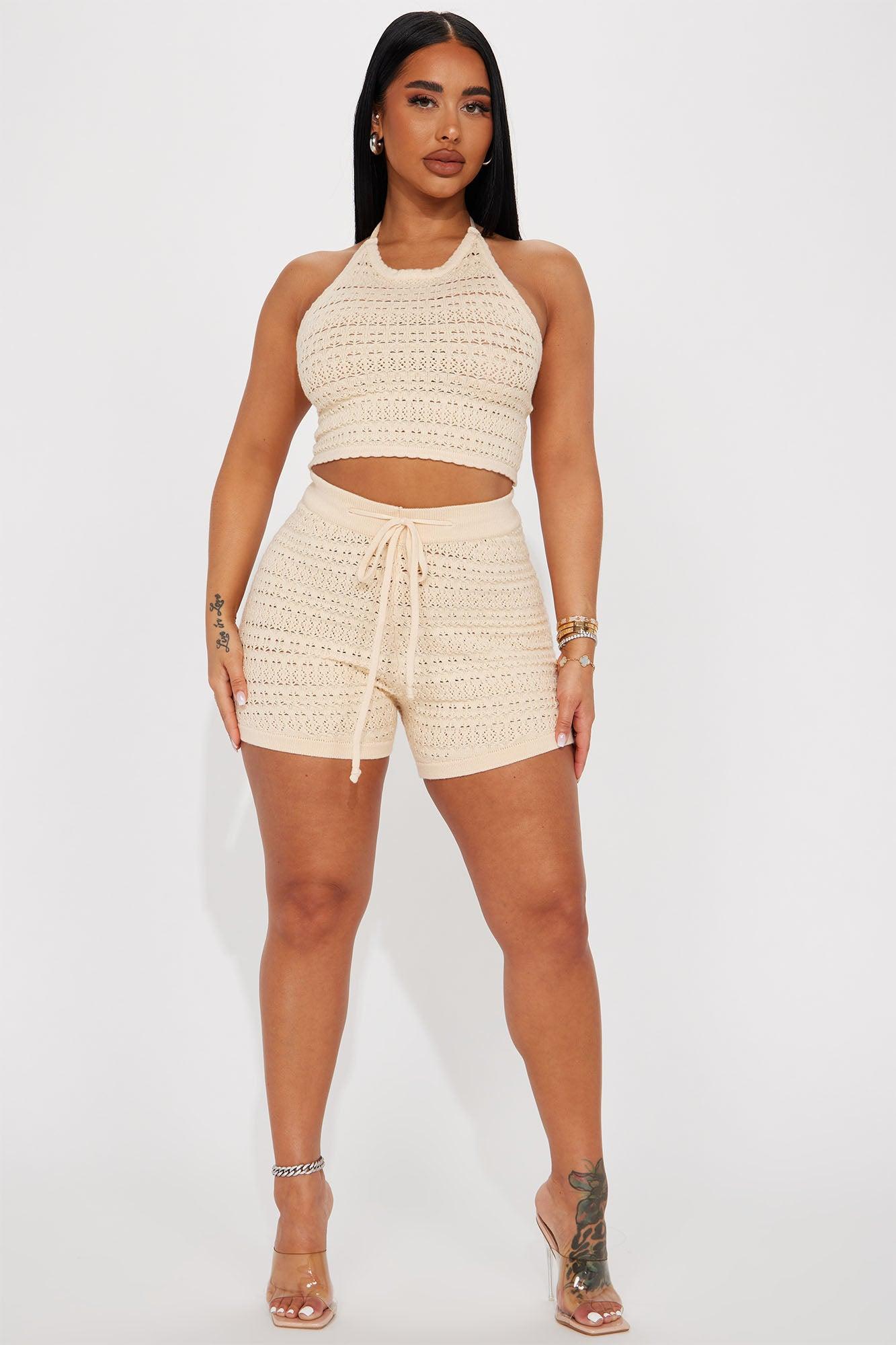 Looking Again Short Set  - Beige Product Image