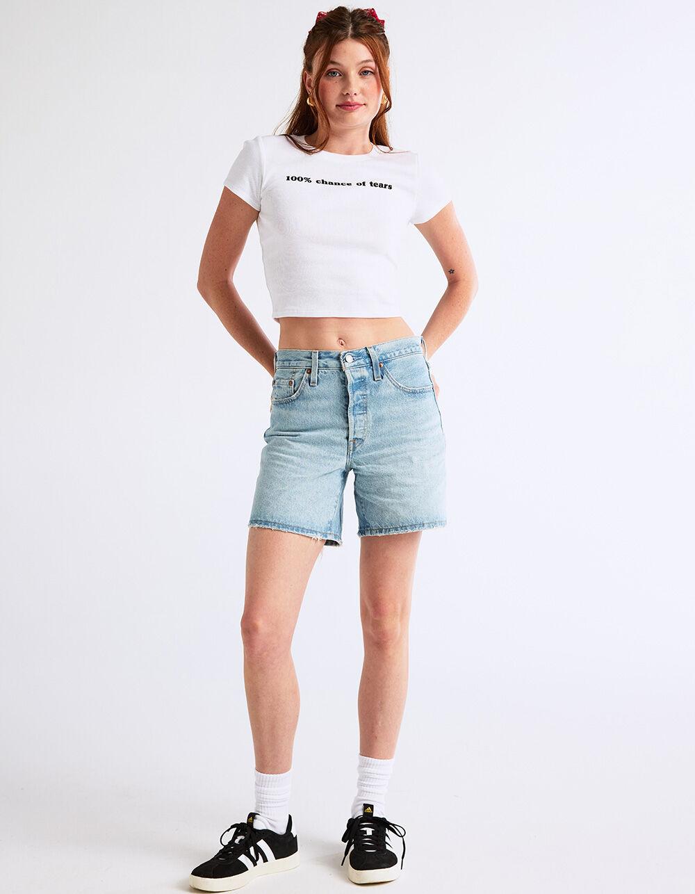 RSQ Womens 100% Chance of Tears Baby Tee - WHITE Product Image