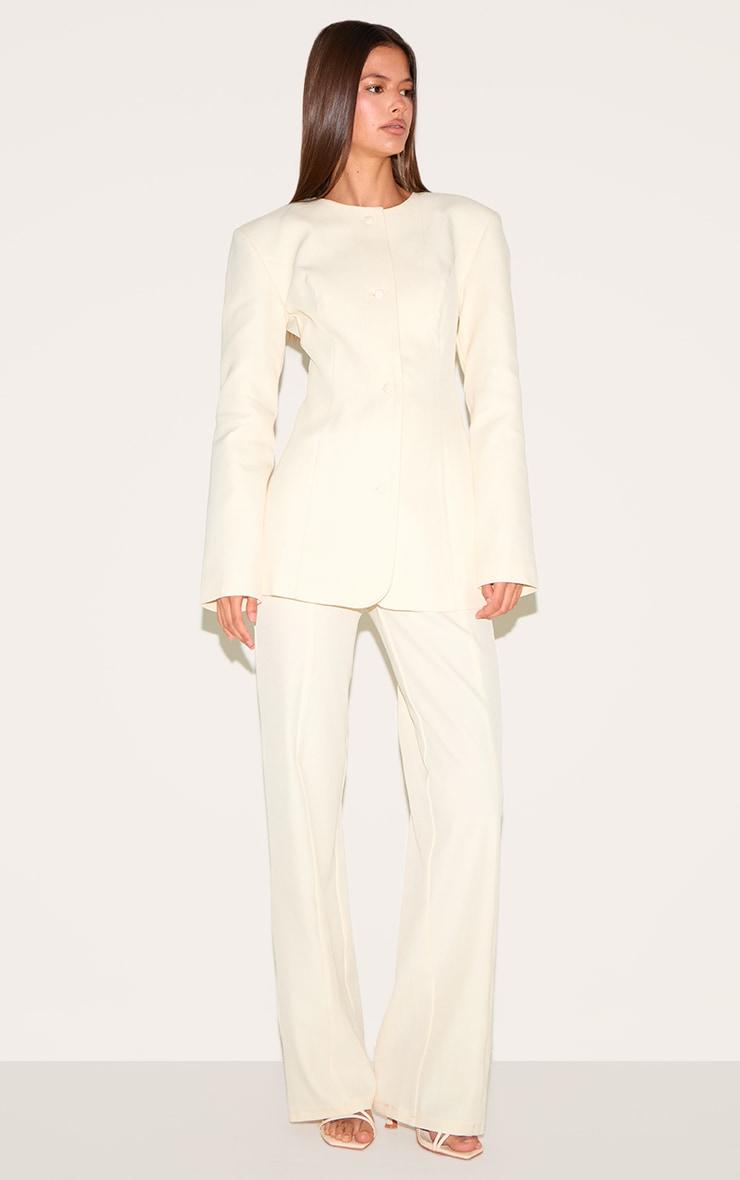 Almond Tailored Fitted Blazer Product Image