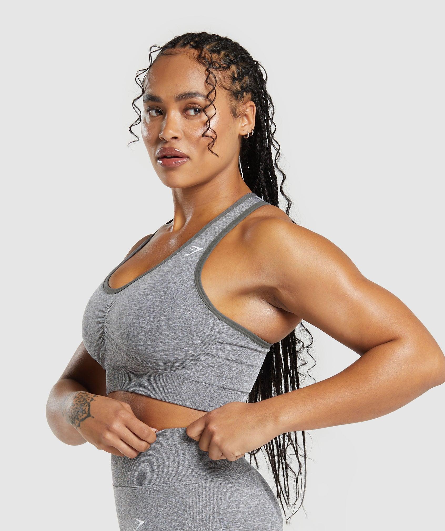 Gymshark Lift Seamless Sports Bra - Brushed Grey/White Marl Female Product Image