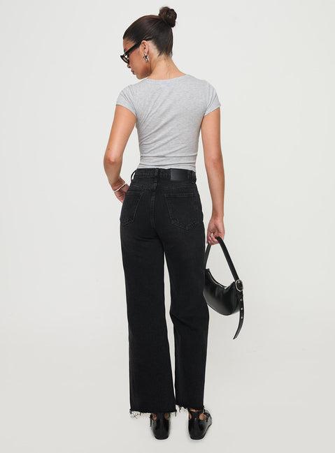 Fawcett High Rise Straight Leg Jeans Washed Black Product Image