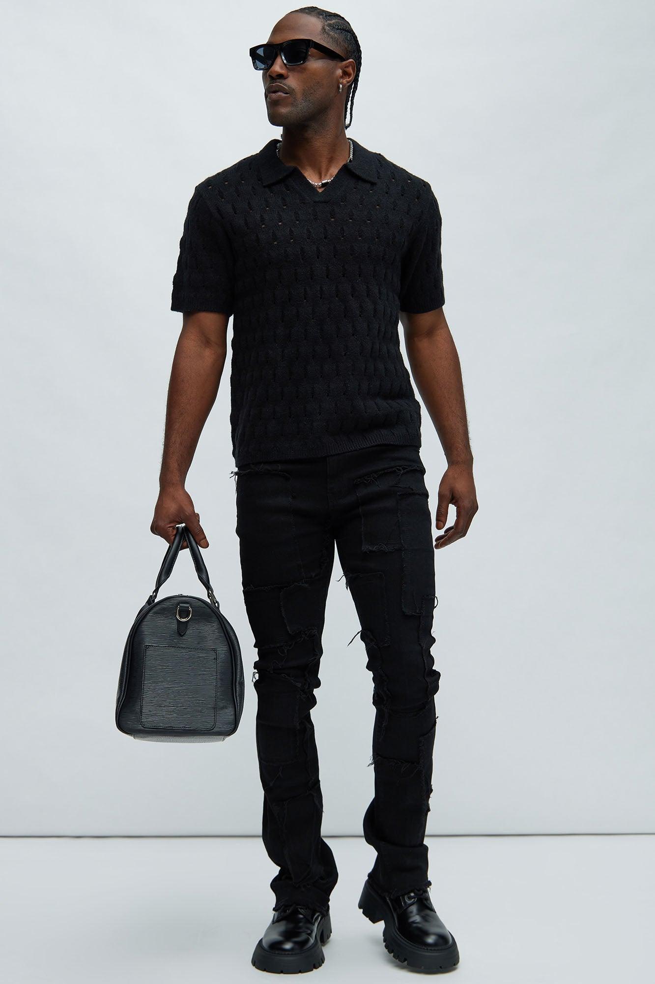 Jaxton Textured Polo - Black Product Image