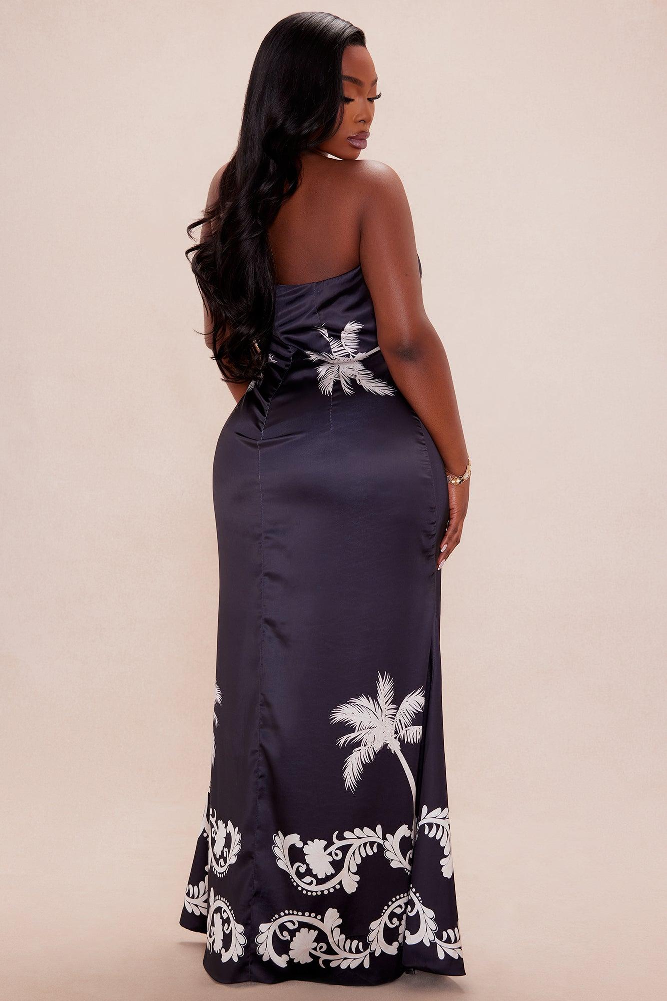 Kali Satin Maxi Dress - Black/combo Female Product Image