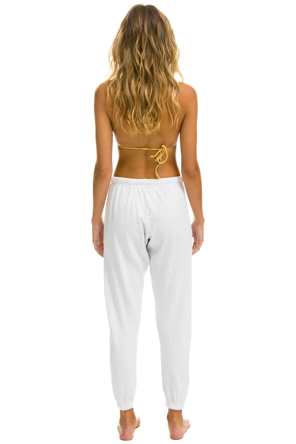 5 STRIPE SWEATPANTS - WHITE // NEON RAINBOW STRIPES Female Product Image