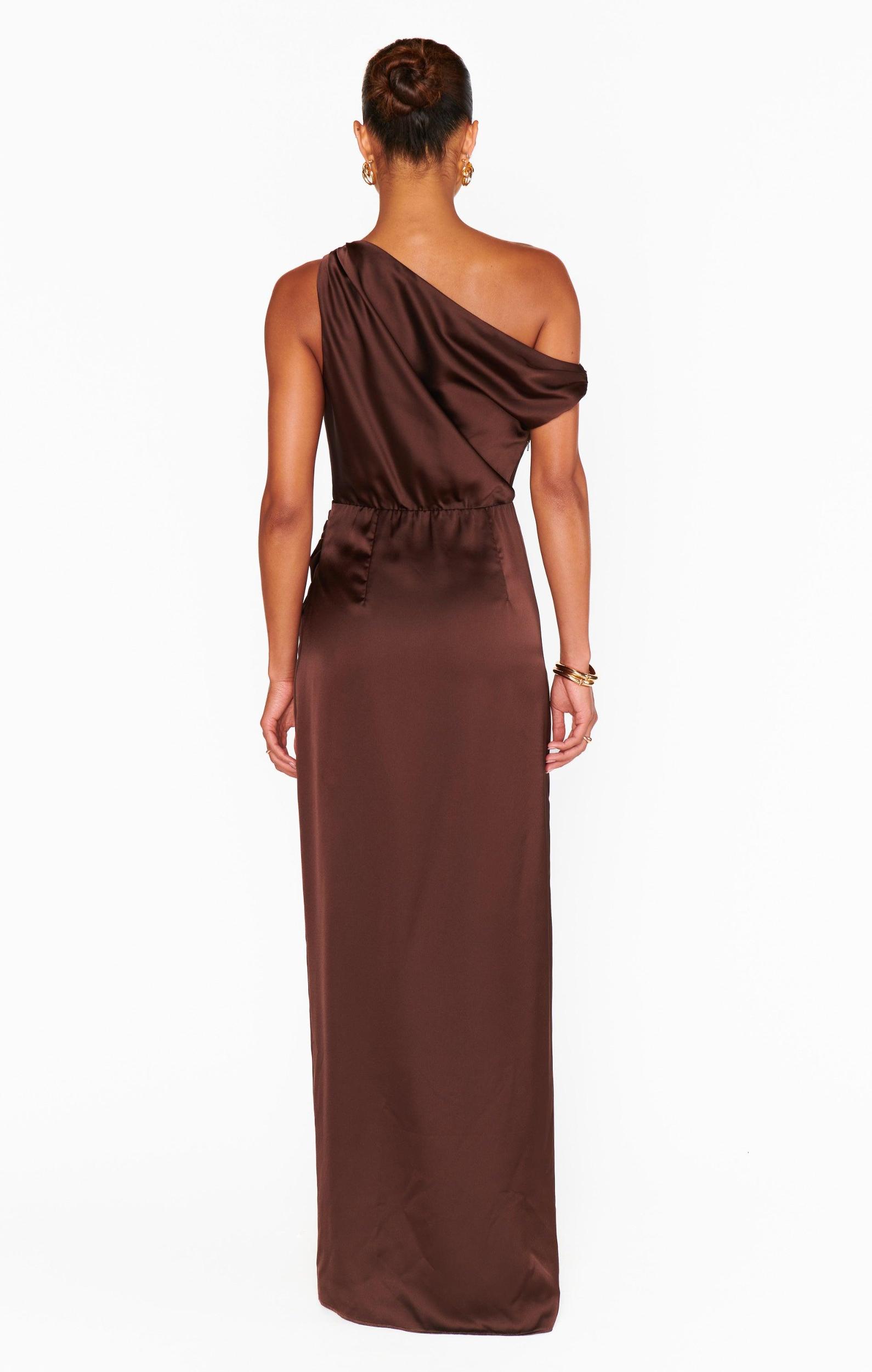 Jodie Dress ~ Chocolate Luxe Satin Product Image