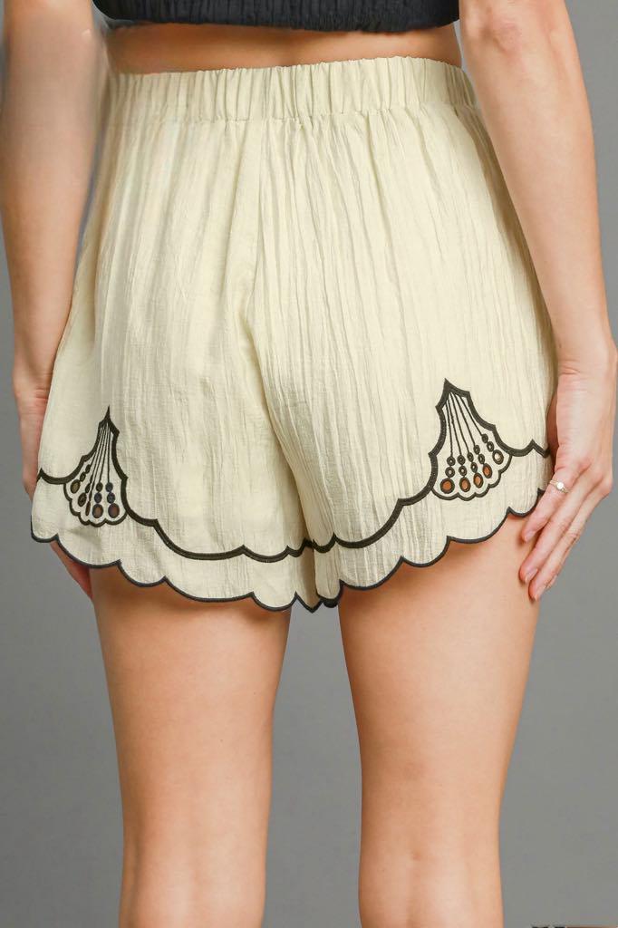 Ecru Scalloped Shorts Product Image