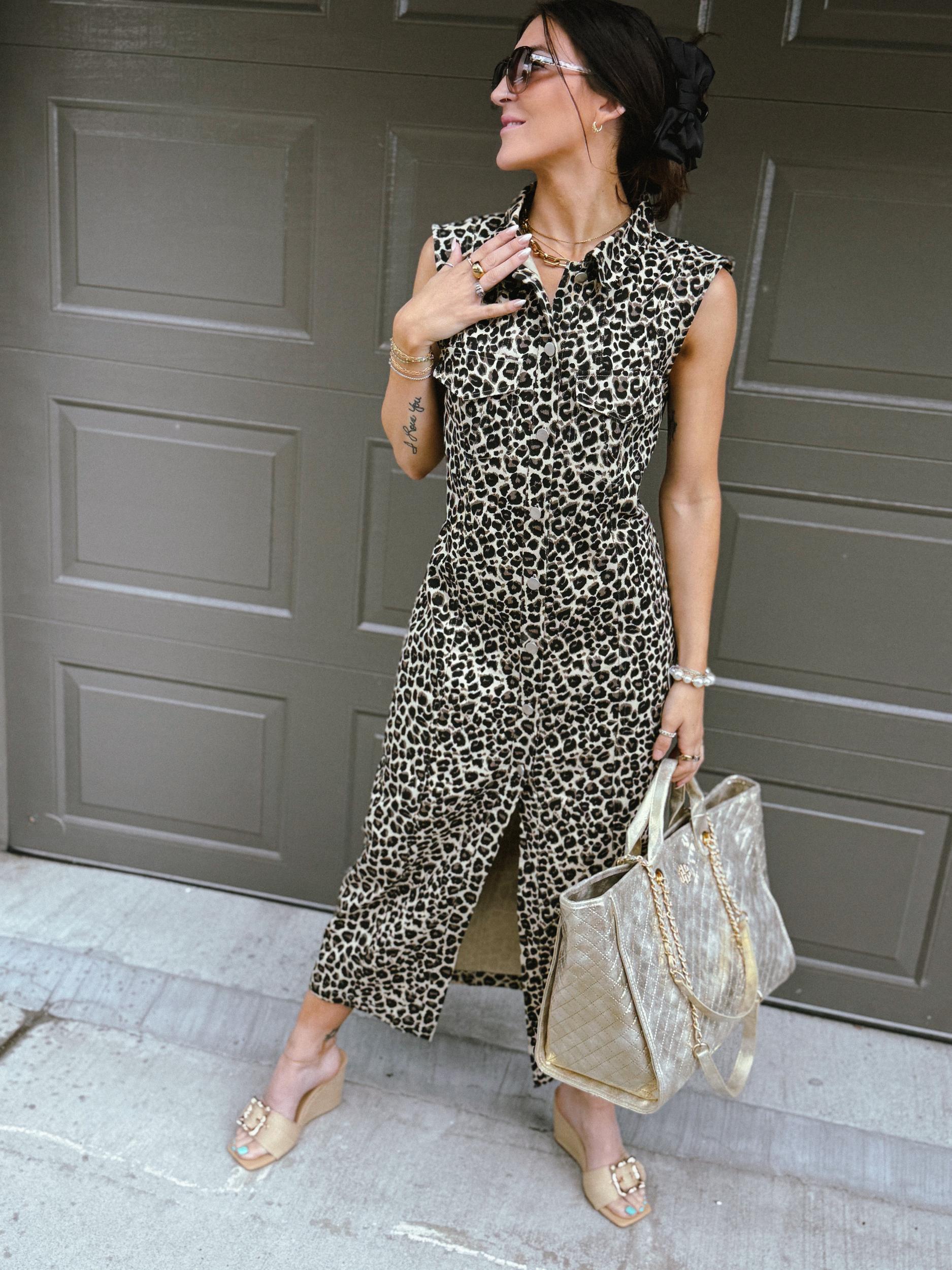 Allison Leopard Denim Maxi Dress Product Image