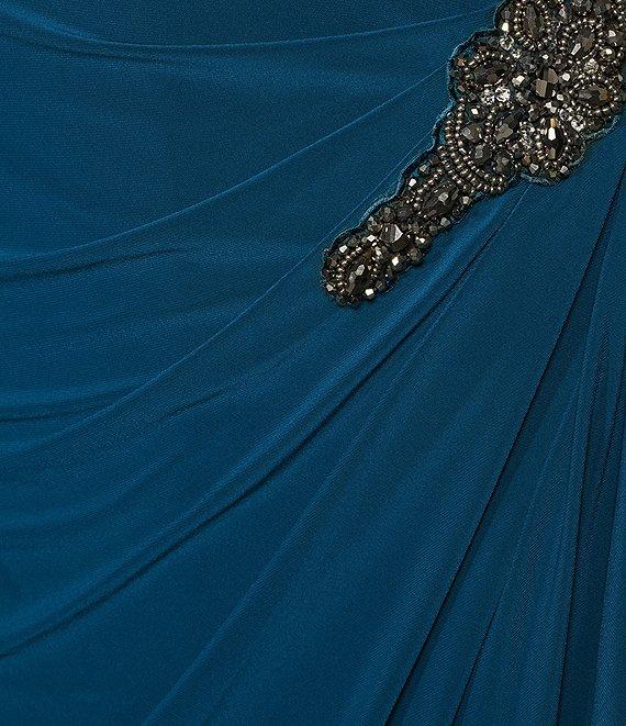 Alex Evenings Plus Size Sleeveless Off-The-Shoulder Fold Over Cuff Side Slit Gown Product Image