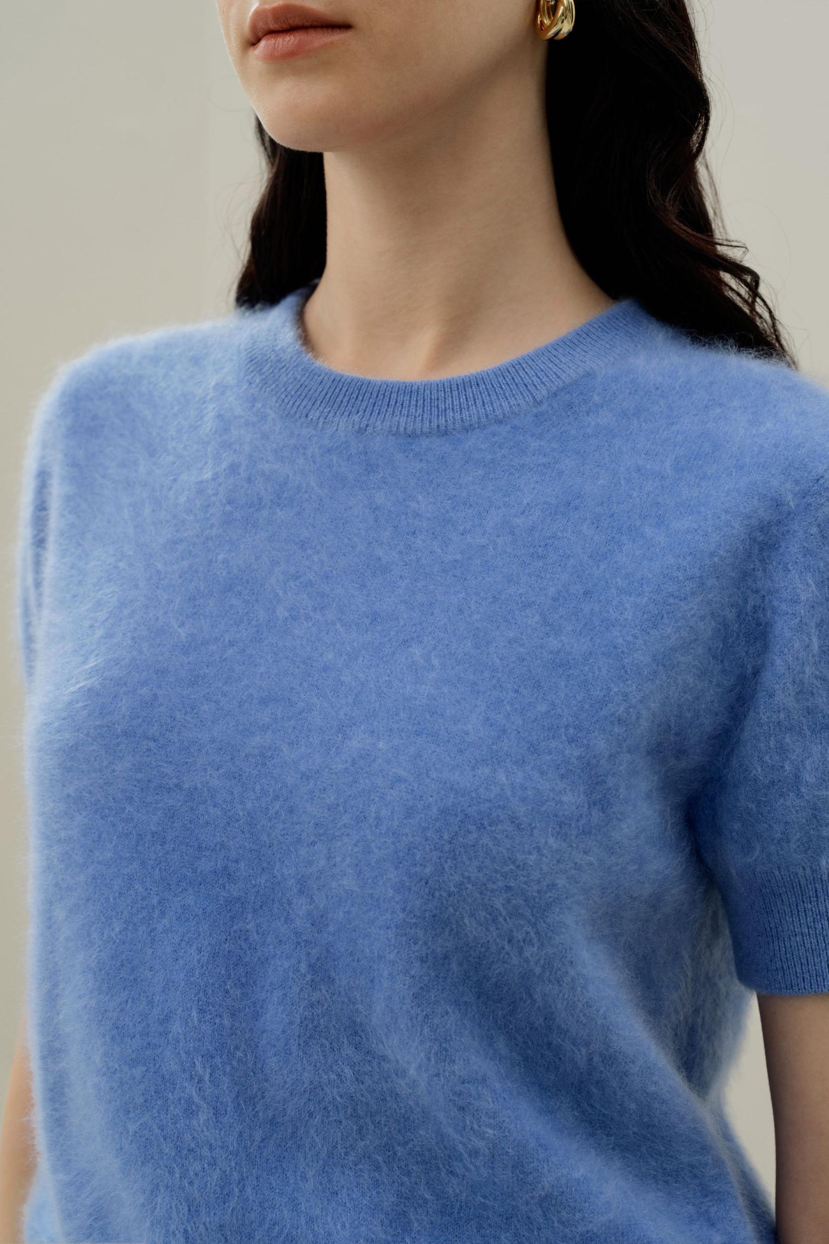 Brushed Cashmere Short-Sleeve Sweater Product Image