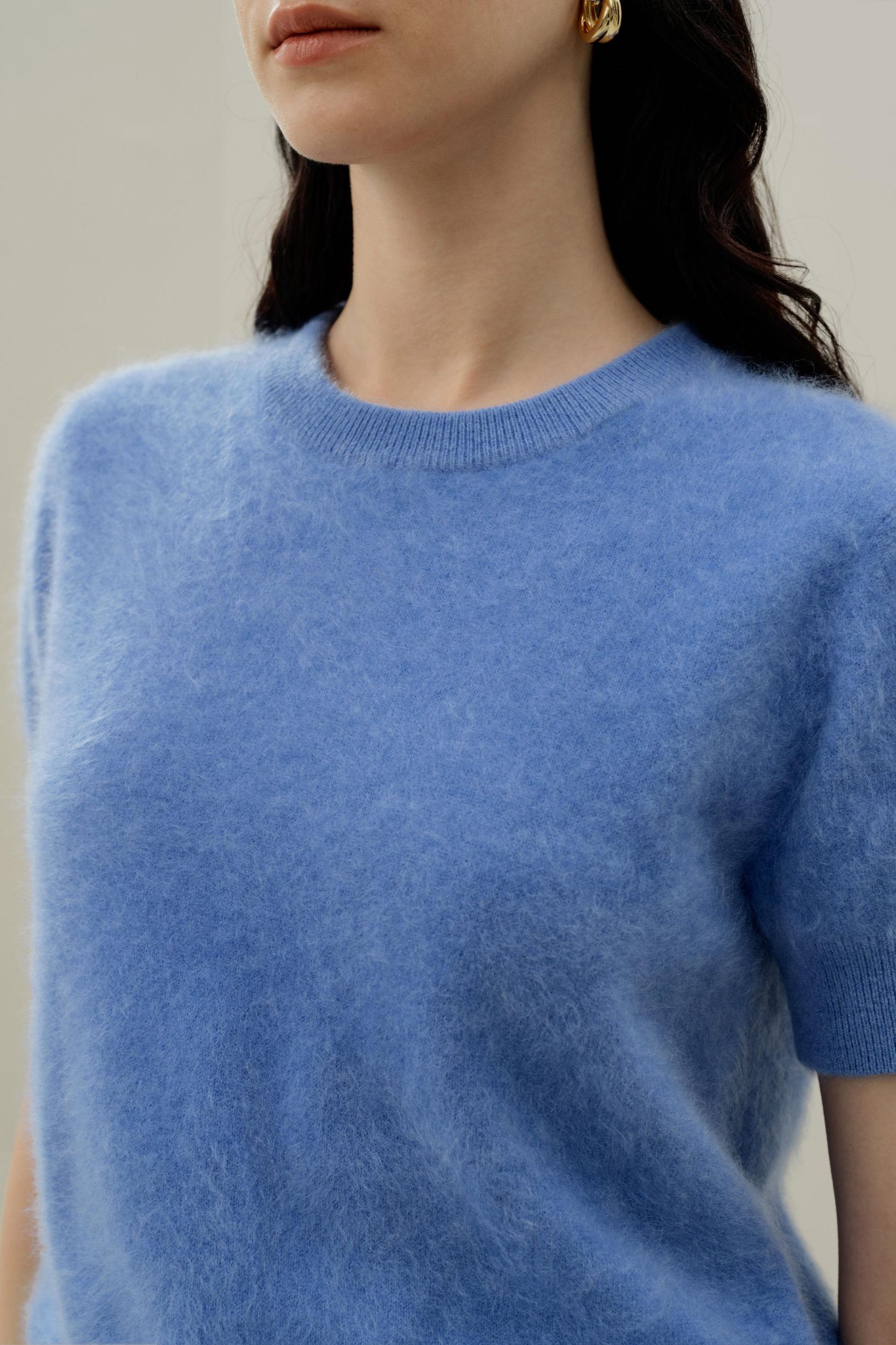 Brushed Cashmere Short-Sleeve Sweater Product Image