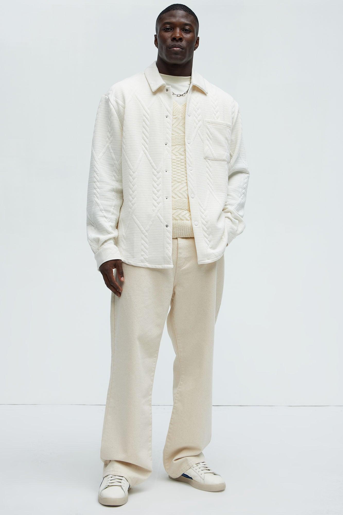 Kershaw Knit Button Up Shirt - Cream Product Image