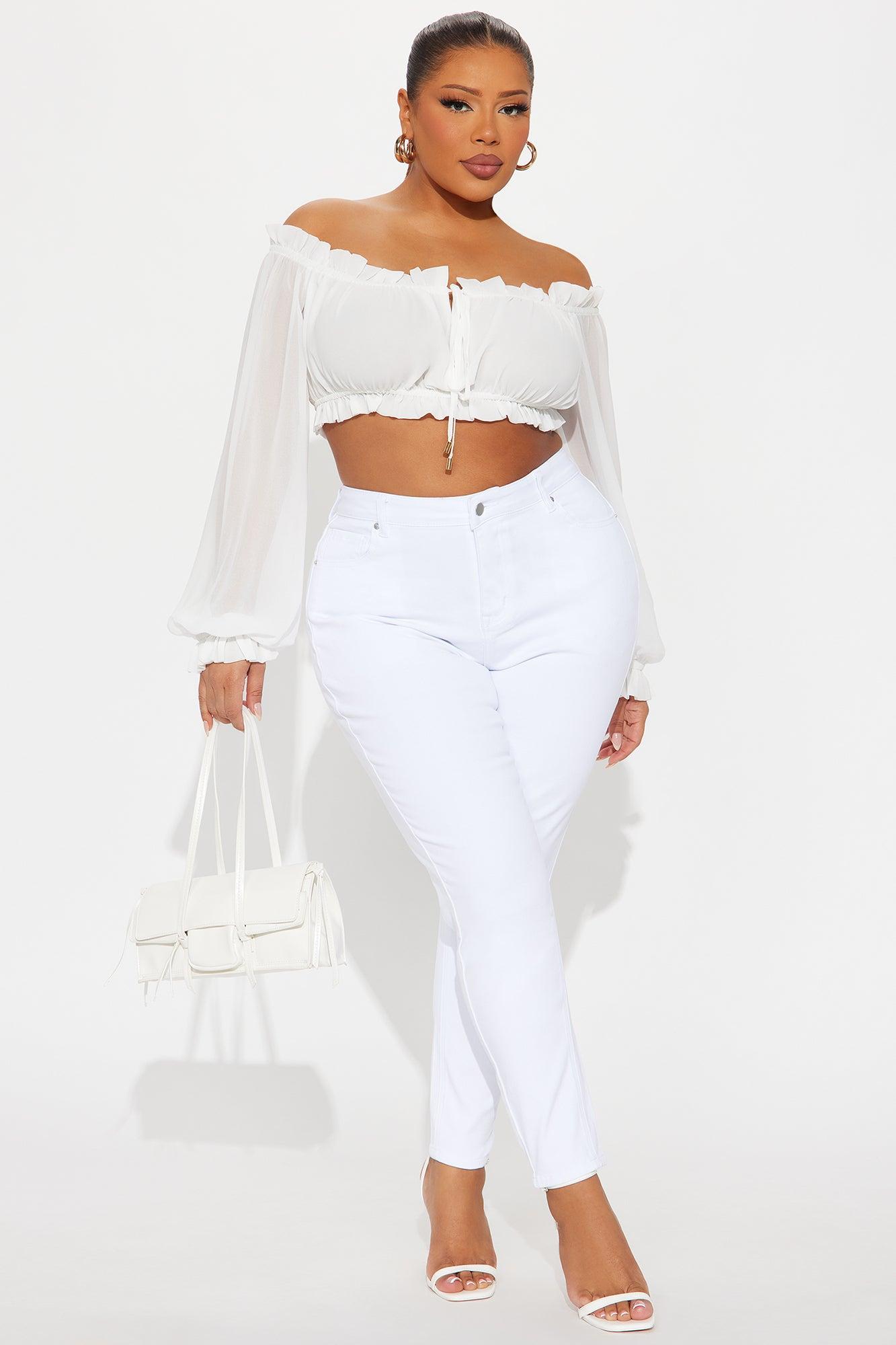 Vibe Check Curvy Stretch Skinny Jeans - White Female Product Image