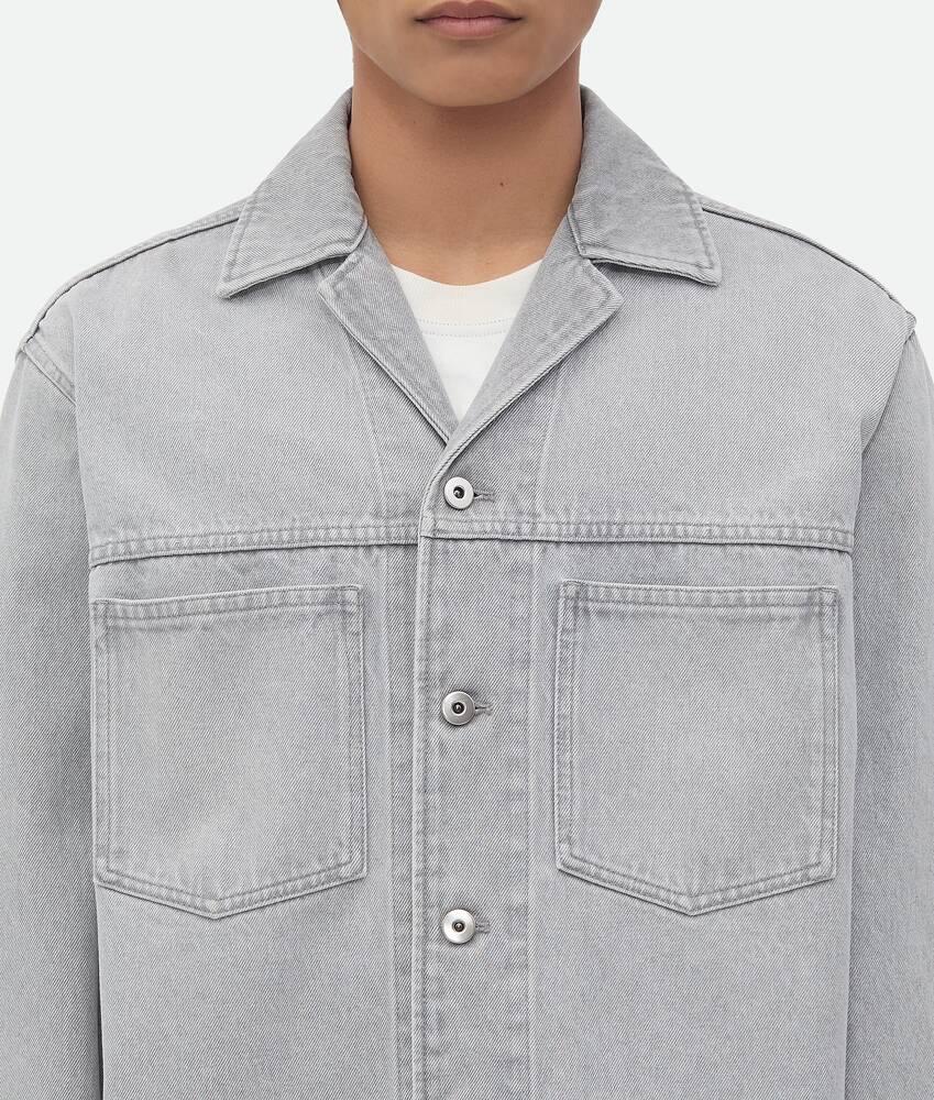 Men's Light Grey Washed Denim Shirt in Light grey Product Image