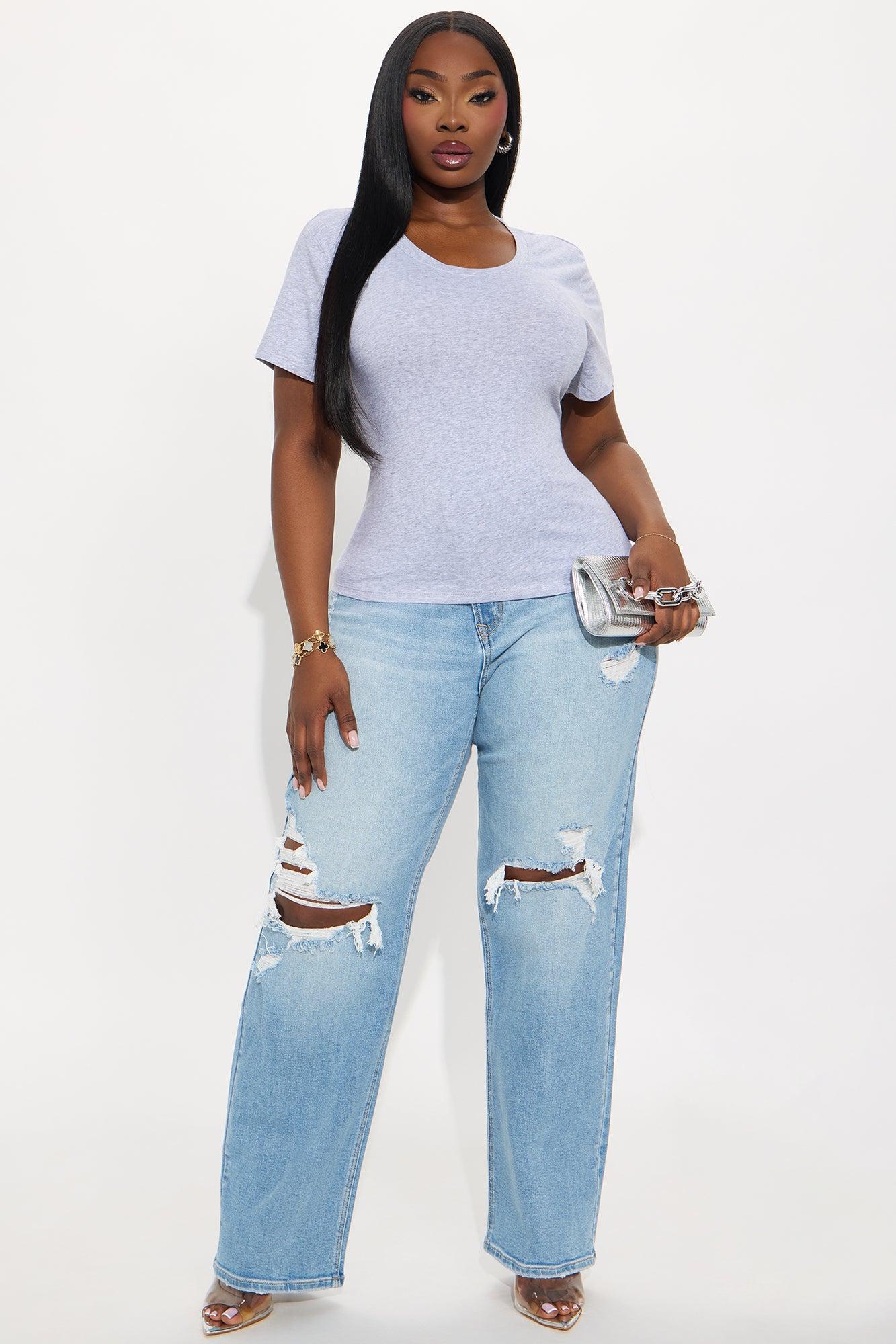 Alyssa Crew Neck Top - Heather Grey Product Image