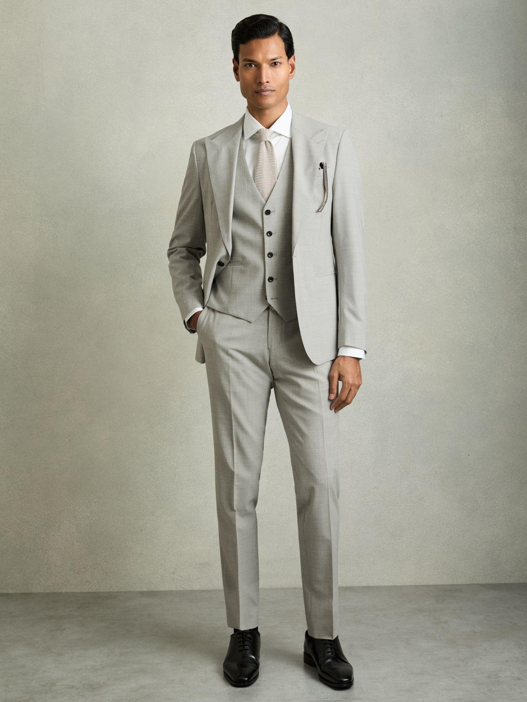 Puppytooth-Check Suit Waistcoat Wool-Blend in Grey Product Image