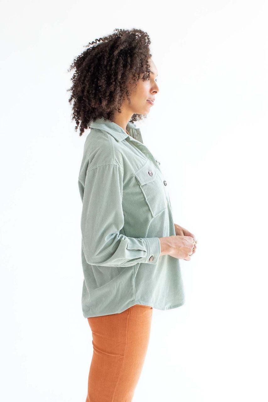 Jadeite Oversized Corduroy Shirt Product Image