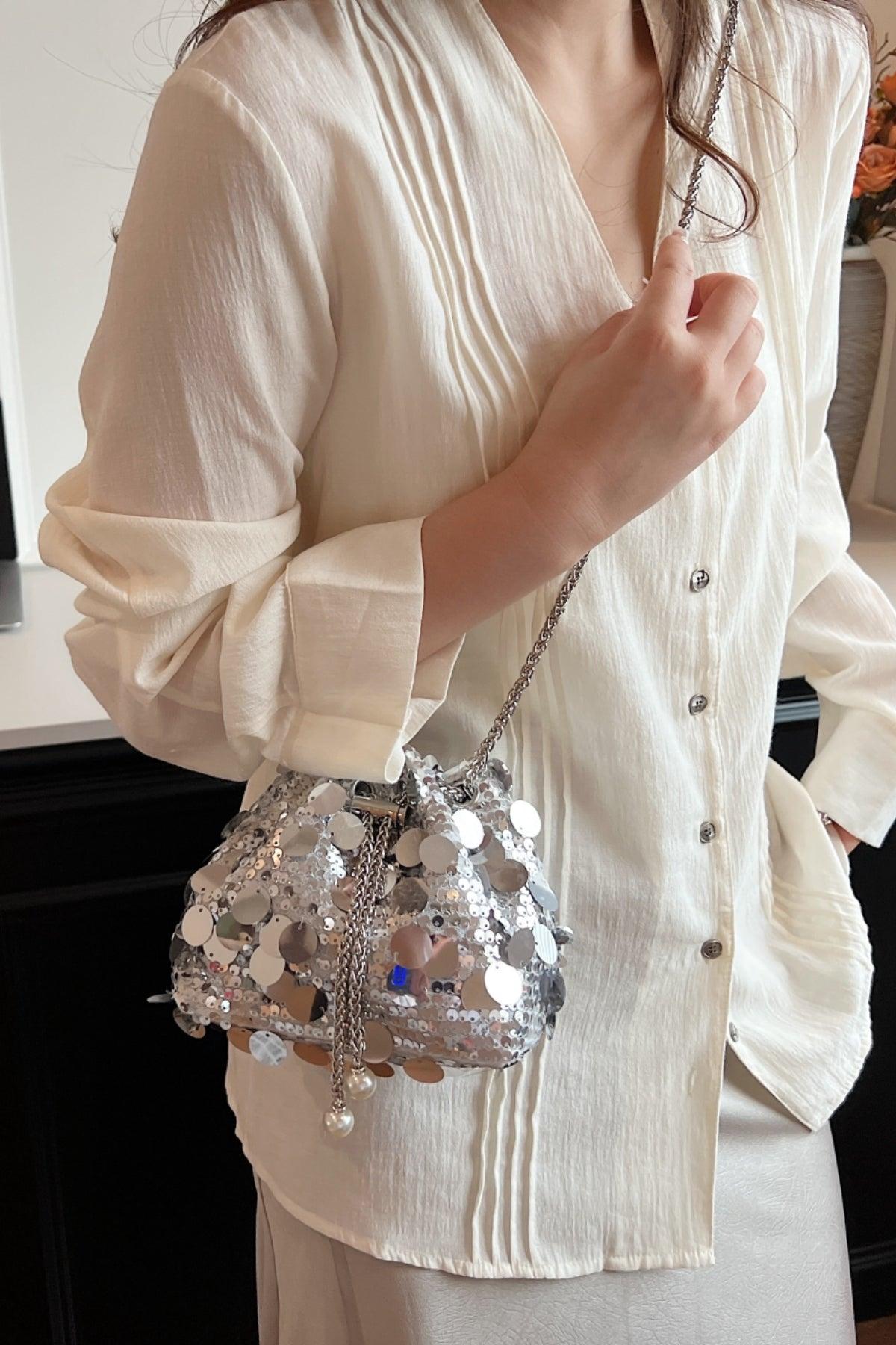Drawstring Sequin Crossbody Bag Product Image