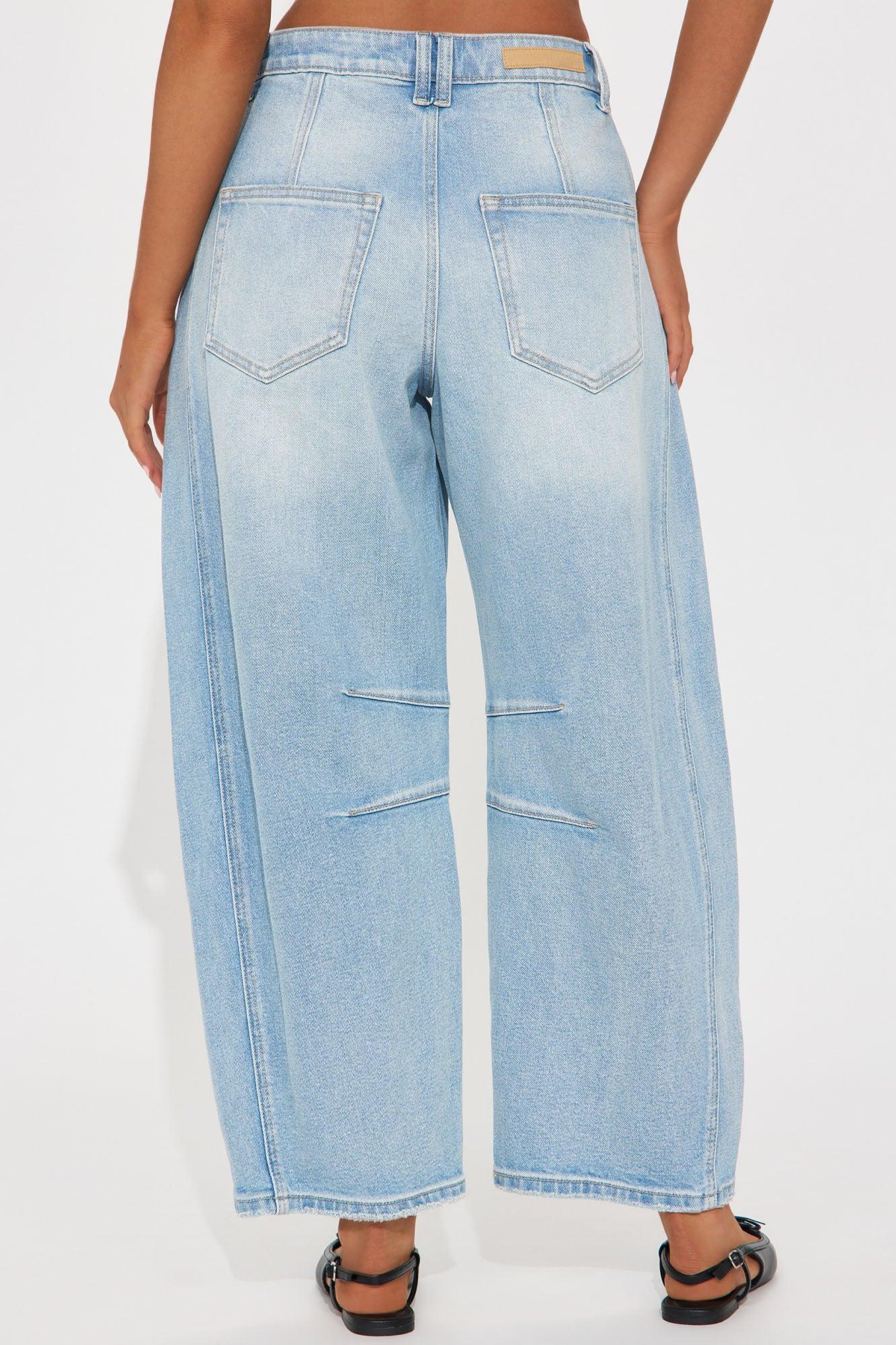 First Edition Womens Mid Rise Barrel Leg Jeans - Vintage Wash Product Image