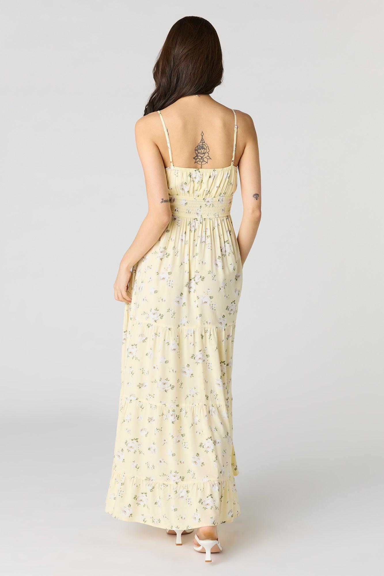 Floral Bow Front Tiered Maxi Dress Female Product Image