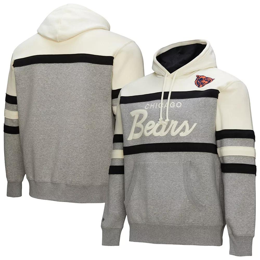 Men's Mitchell & Ness  Heather Gray Chicago Bears Head Coach Vintage Logo Pullover Hoodie, Size: Medium, Grey Product Image