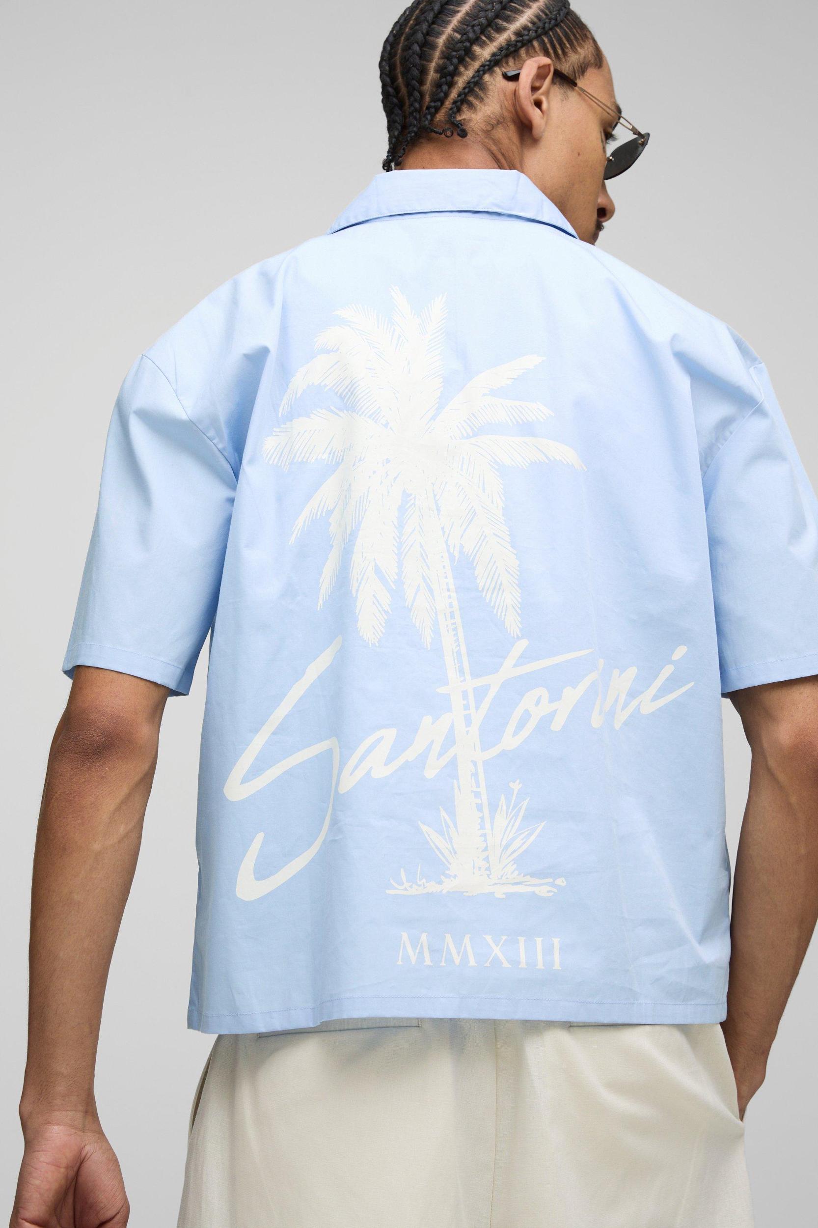 Oversized Boxy Palm Revere Shirt | boohooMAN USA Product Image