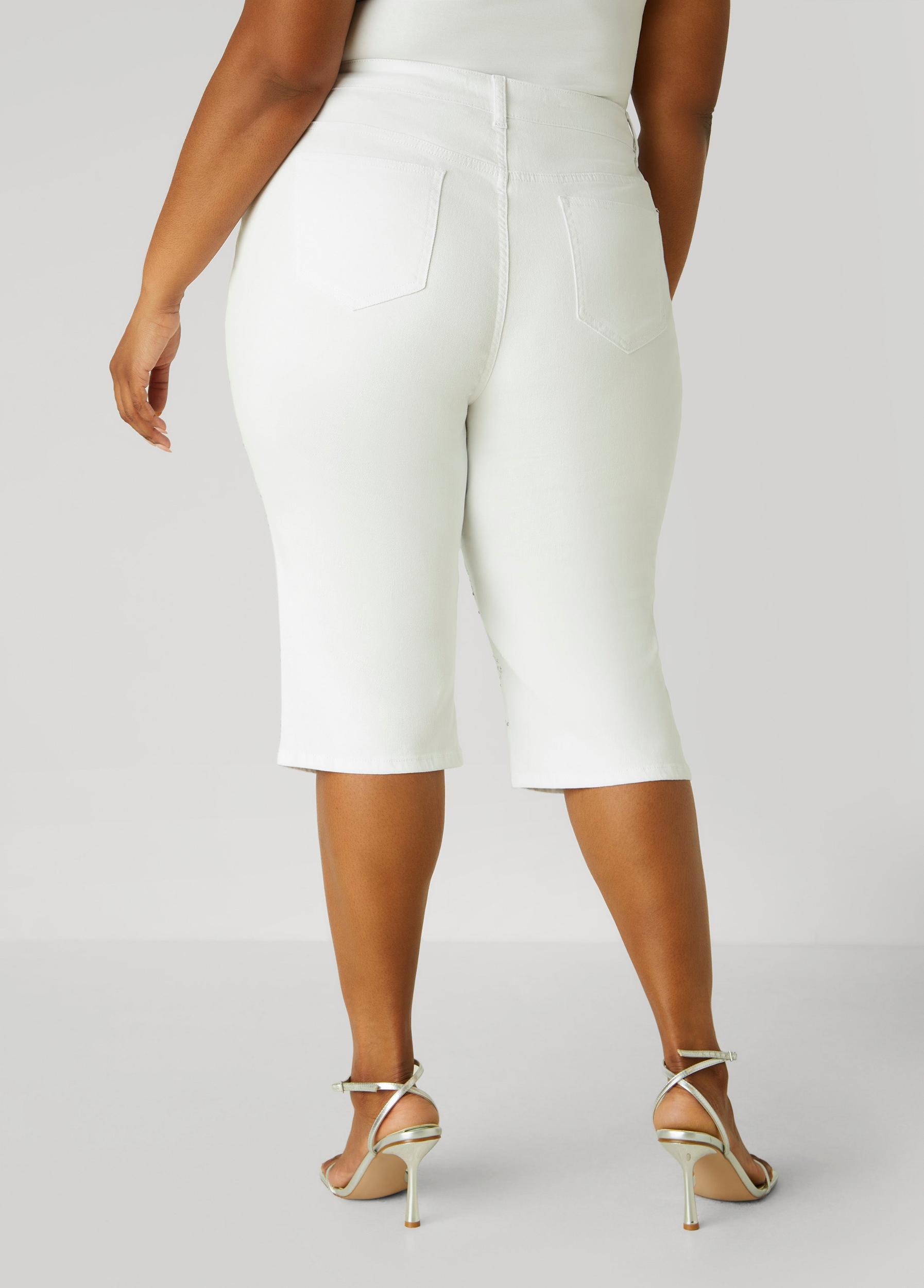 Plus Size Crystal Denim Capris Ashley Stewart Product Image