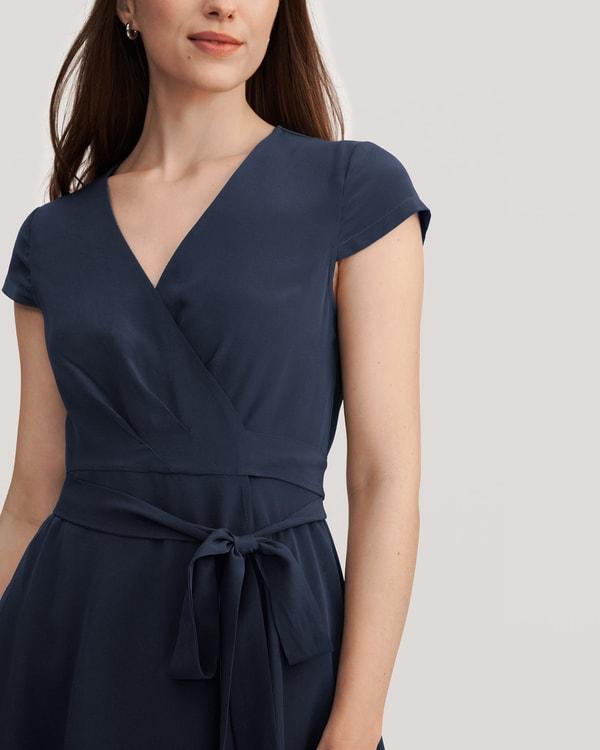 Figure Flattering Silk Wrap Dress Product Image