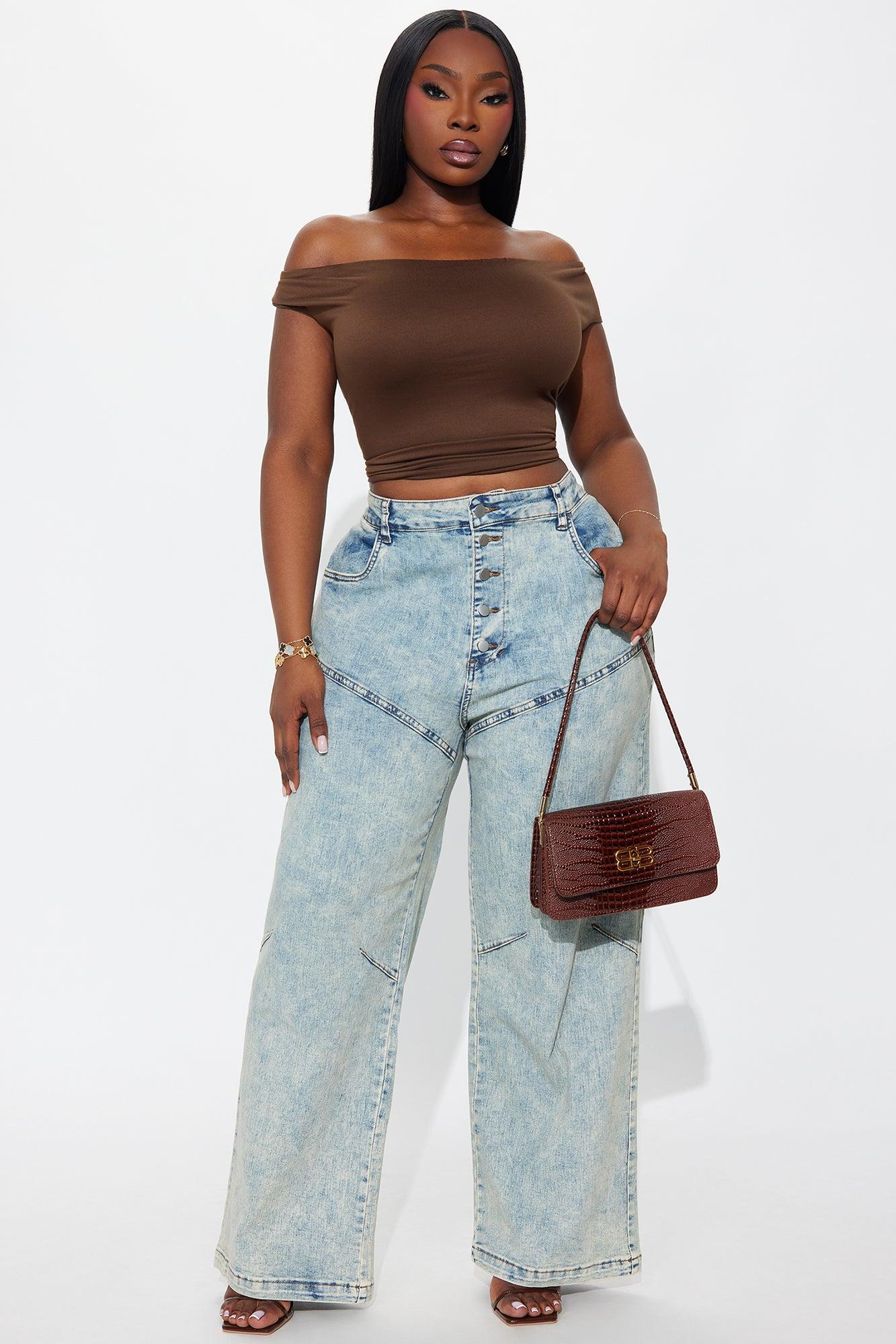 Worthwhile Buttonfly Wide Leg Jeans - Vintage Wash Female Product Image