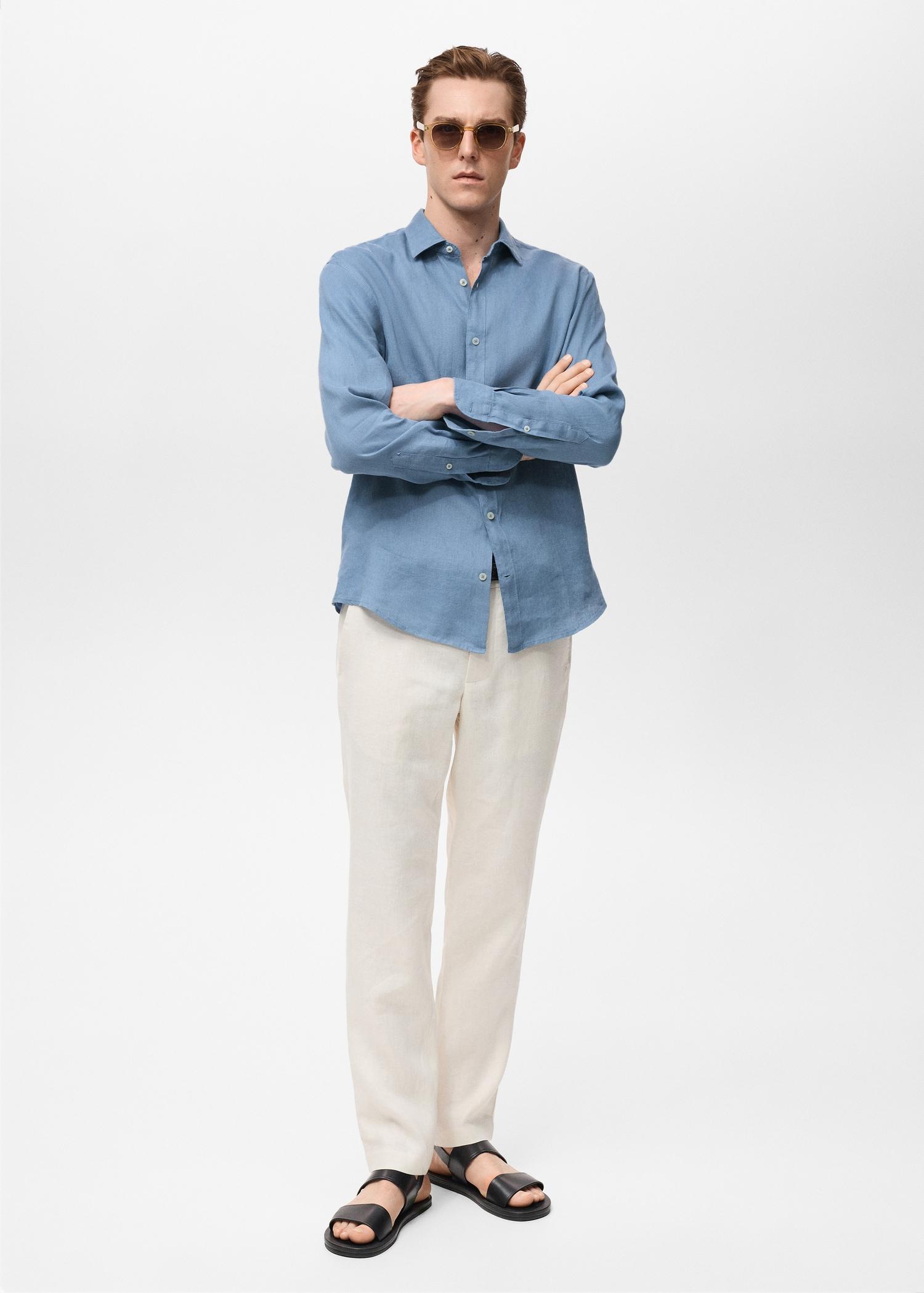 Linen 100% shirt - Men | MANGO USA Product Image