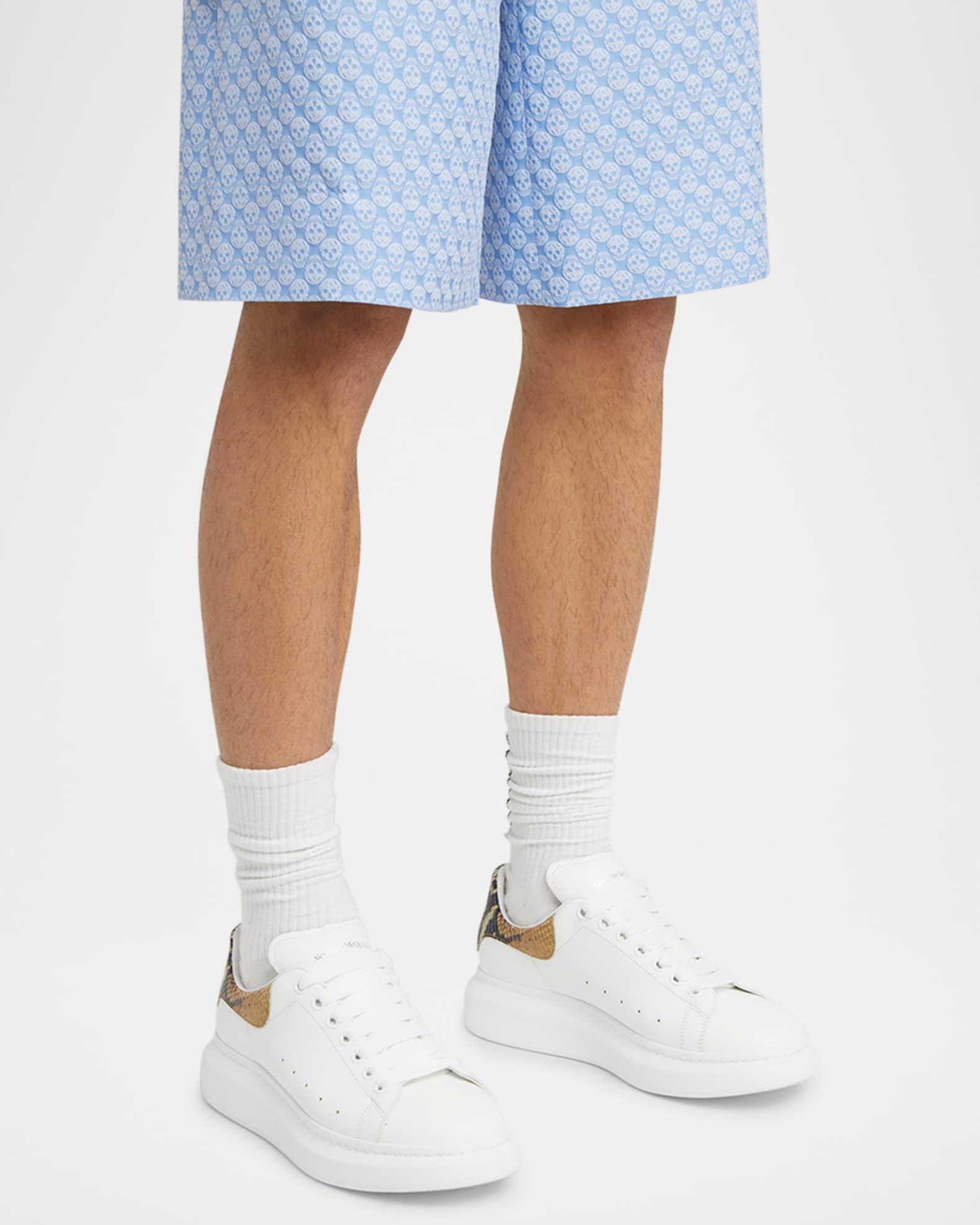 Men's Oversized Leather and Snake-Effect Low-Top Sneakers Product Image