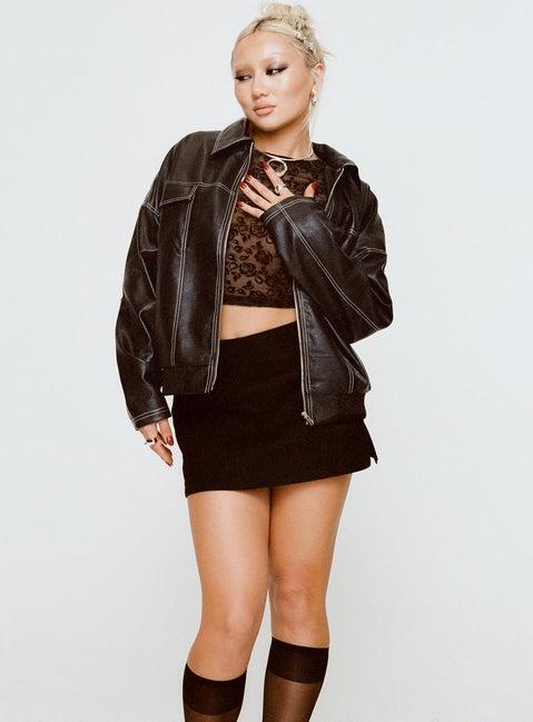 Kingsley Contrast Stitch Pu Jacket Black Product Image