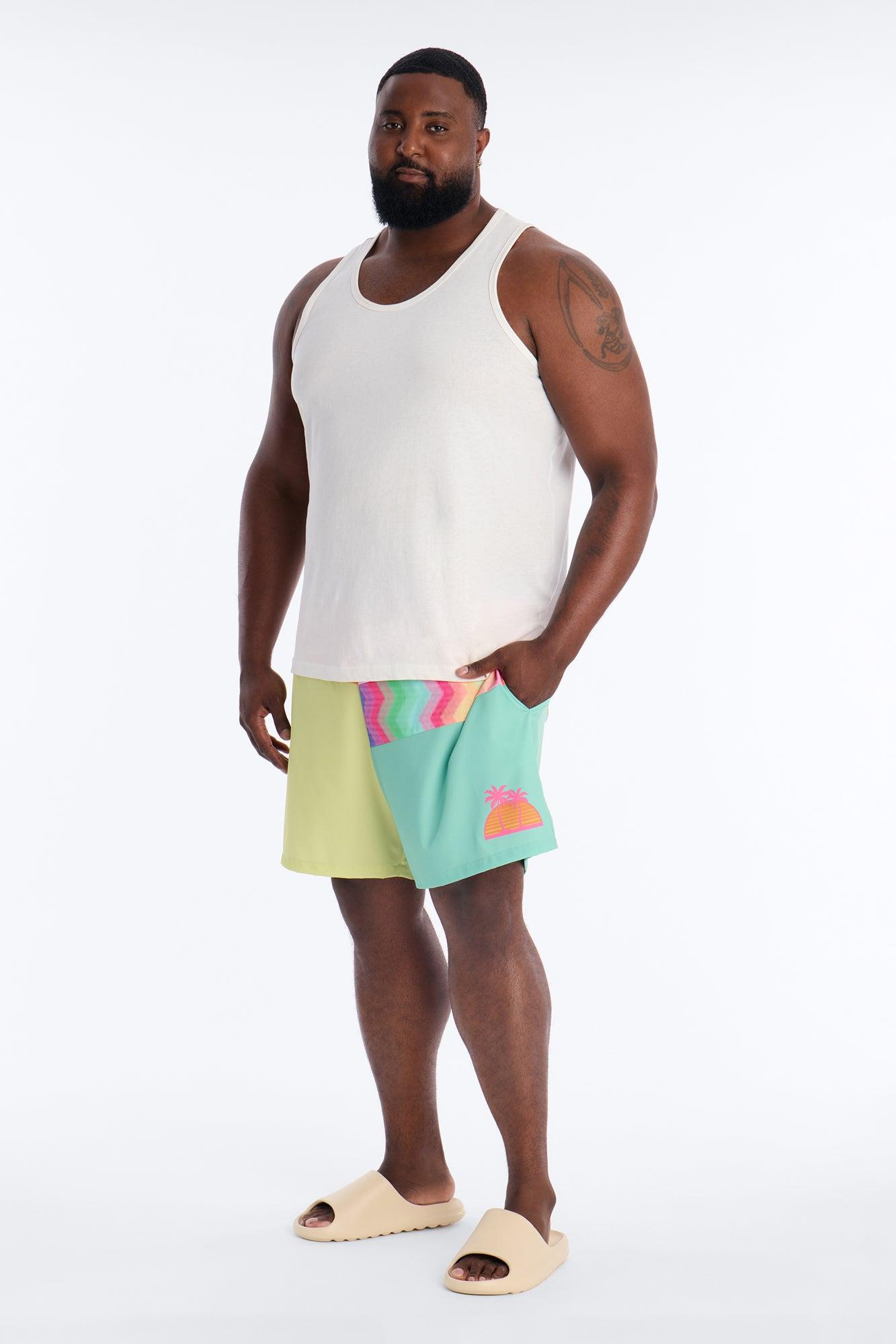 Spring Break Paneled Swim Trunk 7″ - Multi Color Male Product Image