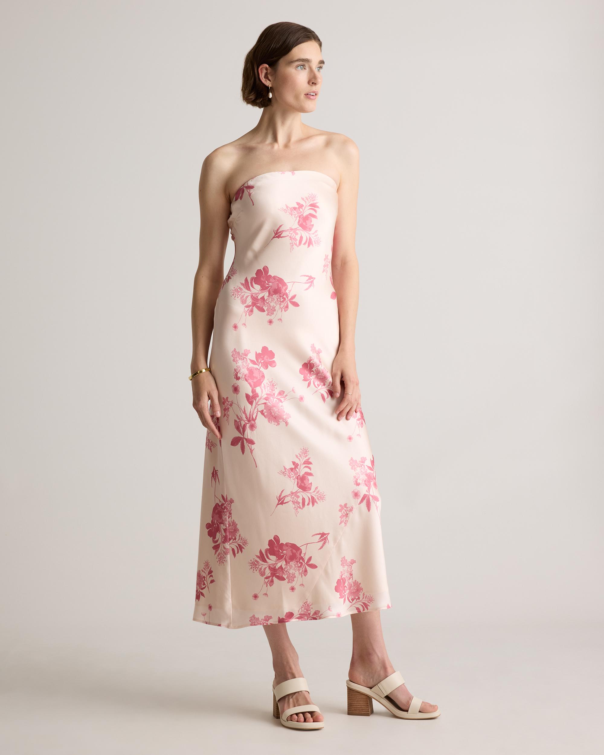 Quince | Women's Strapless Midi Dress Mulberry Silk Product Image