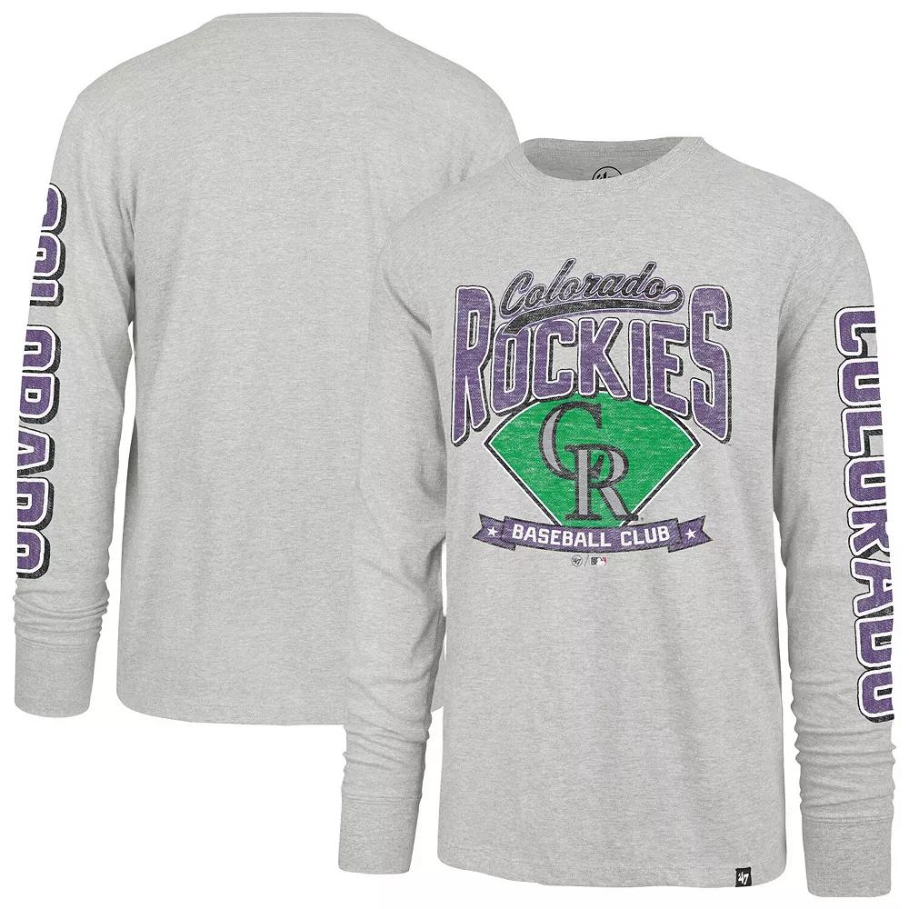 Men's '47 Gray Colorado Rockies Fair Ball Franklin Long Sleeve T-Shirt, Size: 2XL, Grey Product Image