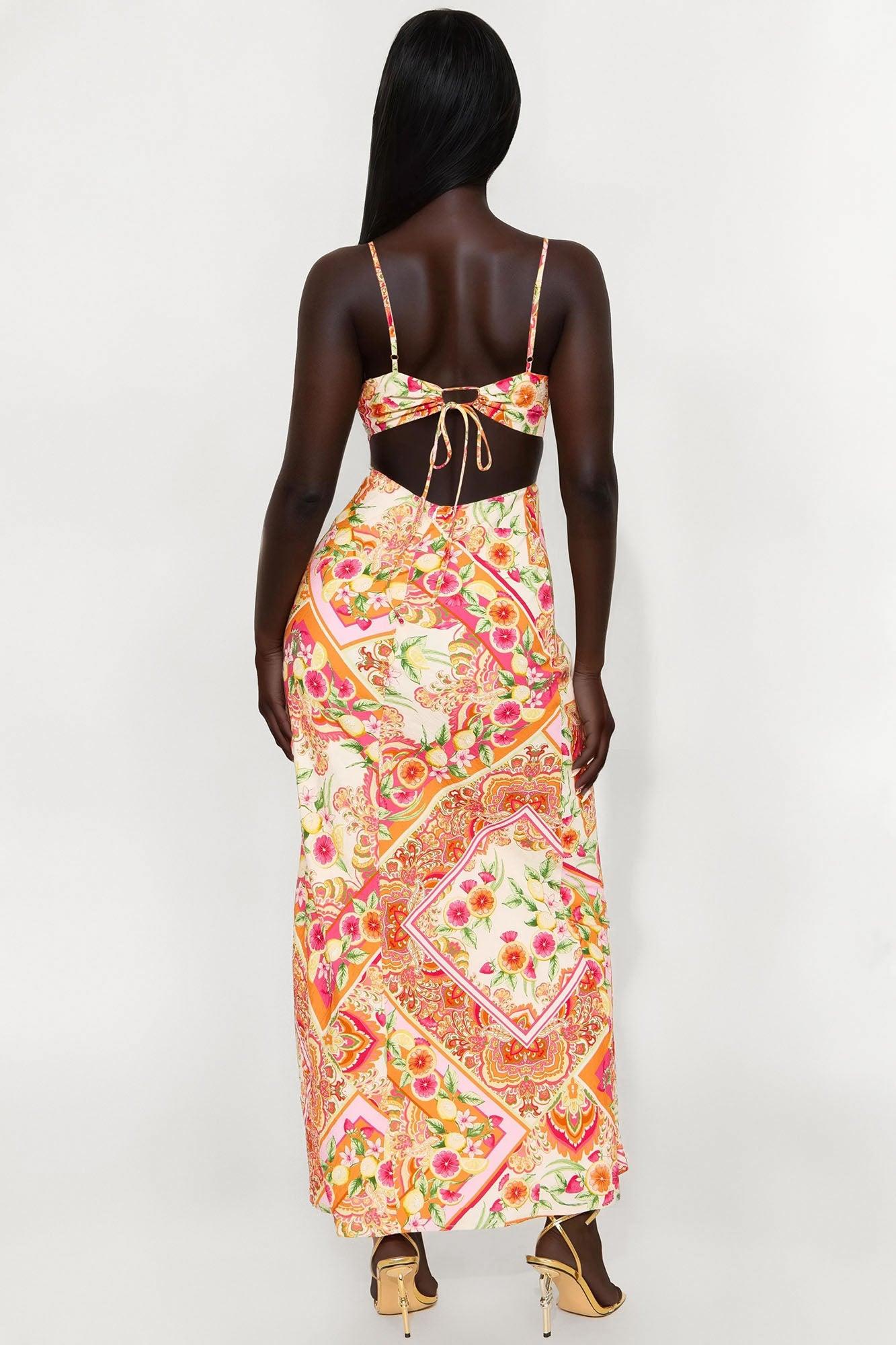 In The Garden Maxi Dress - Orange/combo Female Product Image