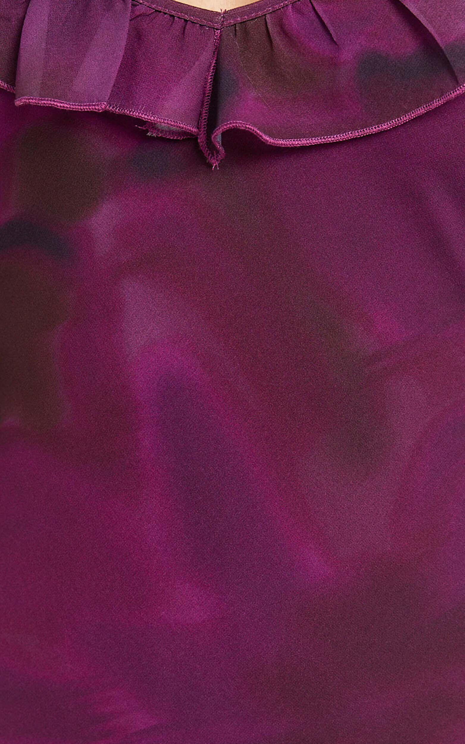 Riley Maxi Dress - Asymmetric Ruffle Detail Maxi Dress in Royal Adeana Product Image