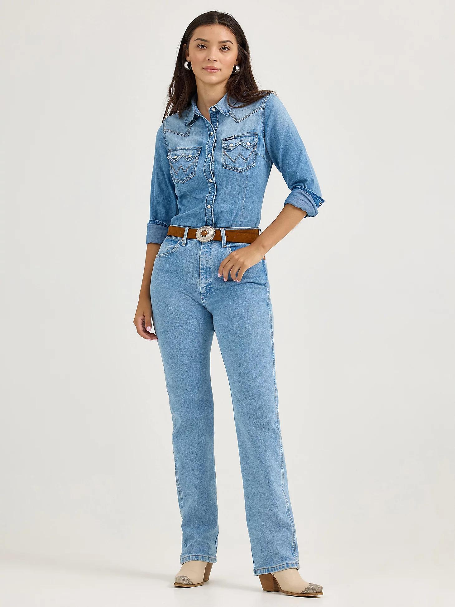 Women's Wrangler Denim Cowboy Snap Shirt | Women's TOPS | Wrangler® Product Image