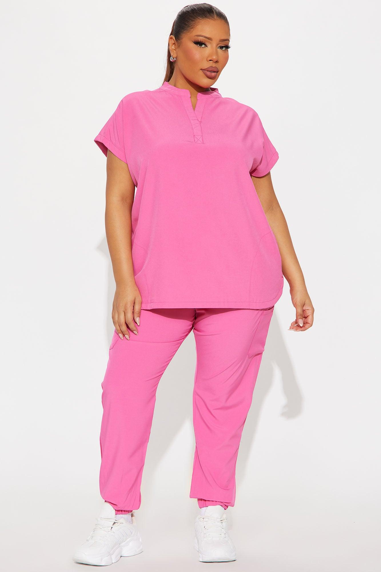 On Call Assist Sleeveless Jogger Scrub Set - Hot Pink Product Image