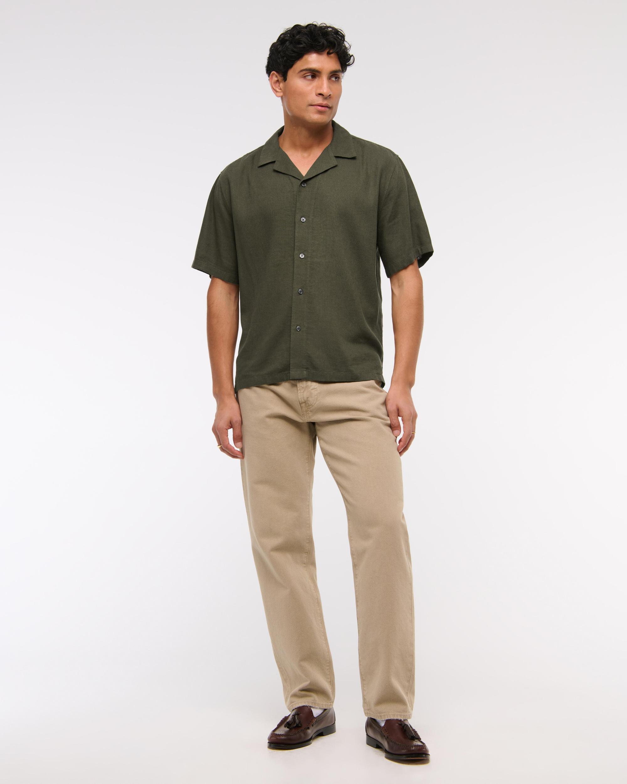 Camp Collar Summer Linen-Blend Shirt Product Image