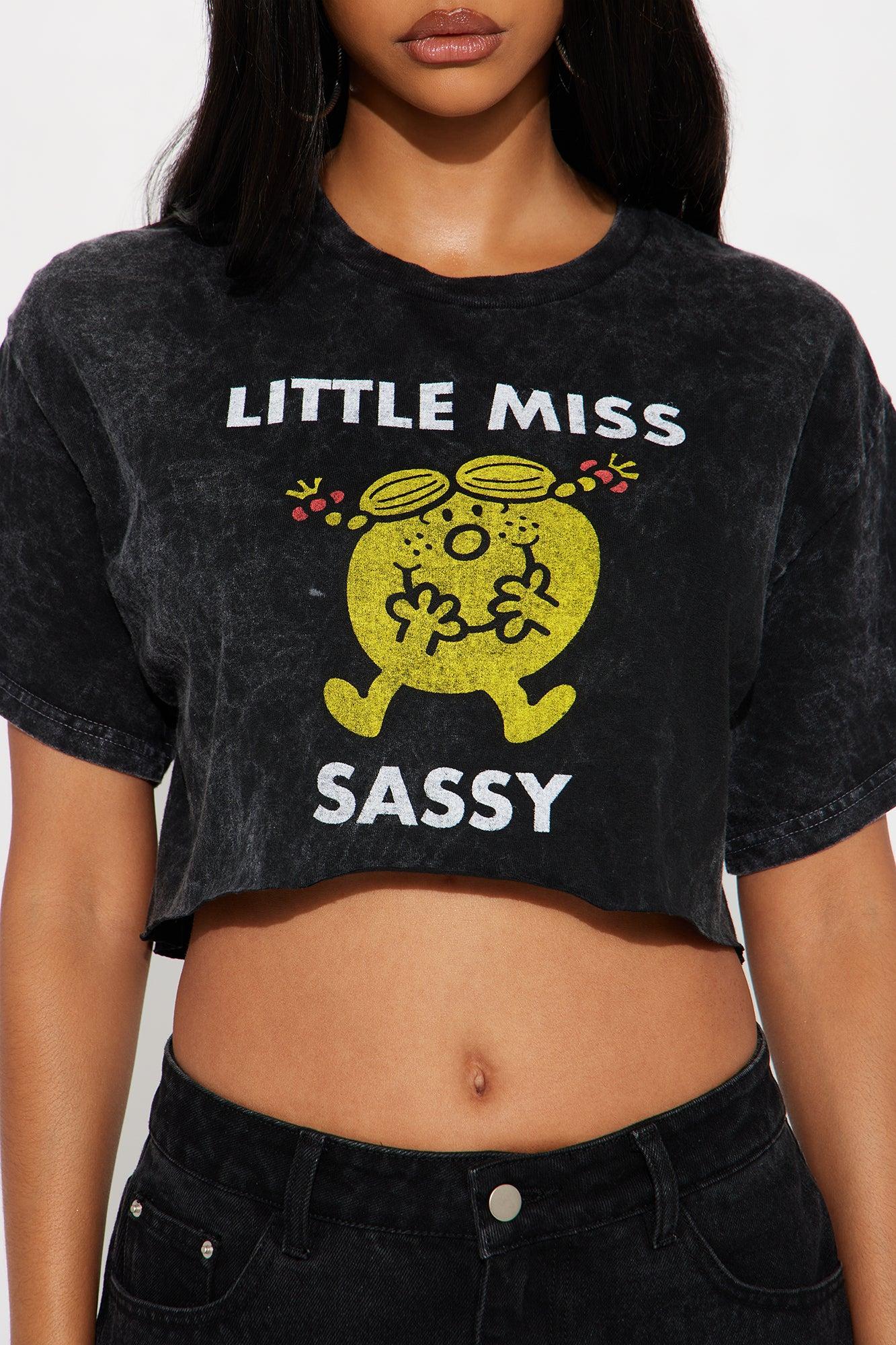 Little Miss Sassy Washed Cropped Tee - Black Female Product Image